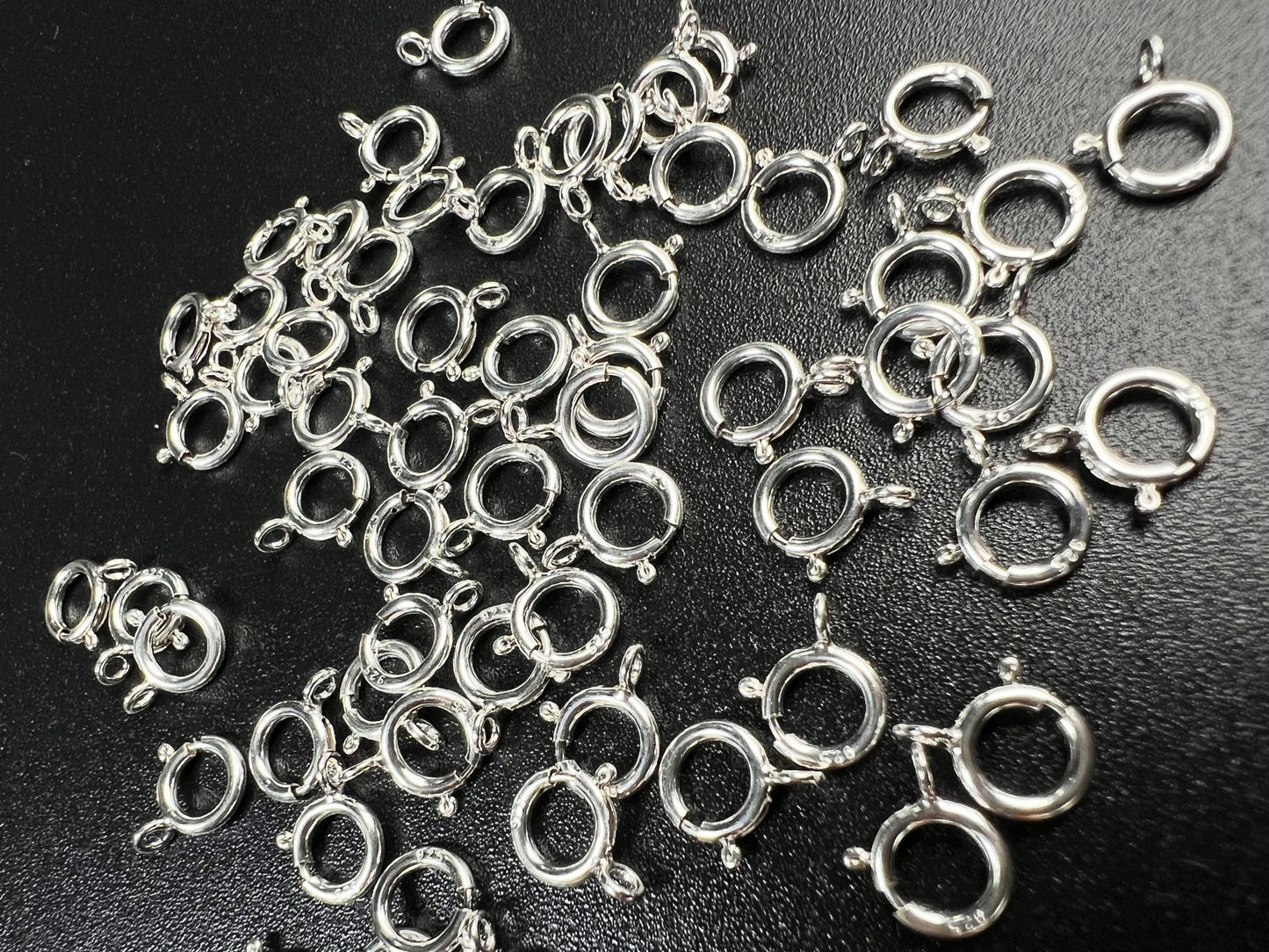 5 pieces 925 Sterling Silver 6mm Spring Ring Clasp with close Ring, Made In USA Jewelry Making clasp Findings,925 stamped