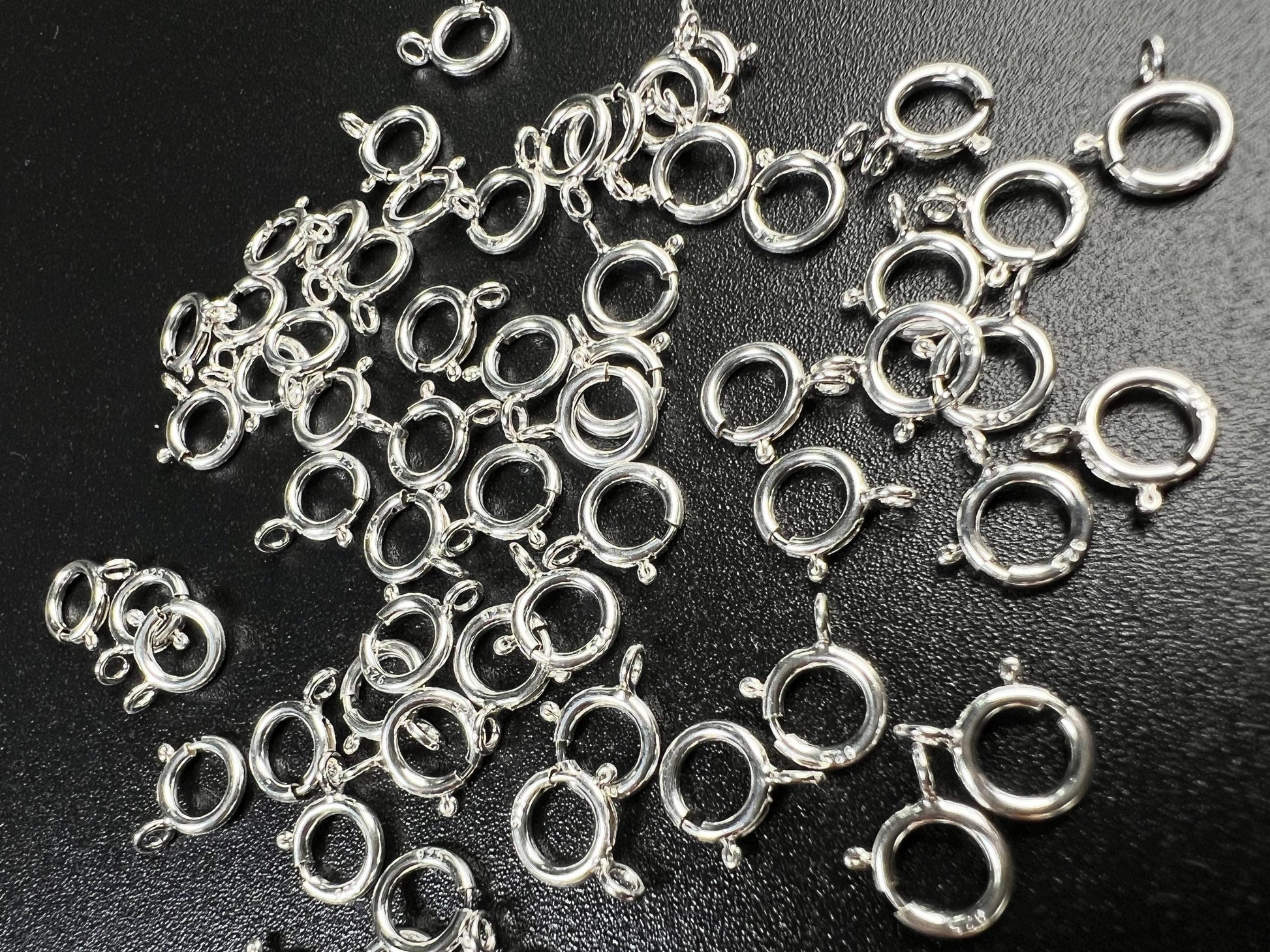 5 pieces 925 Sterling Silver 6mm Spring Ring Clasp with close Ring, Made In USA Jewelry Making clasp Findings,925 stamped