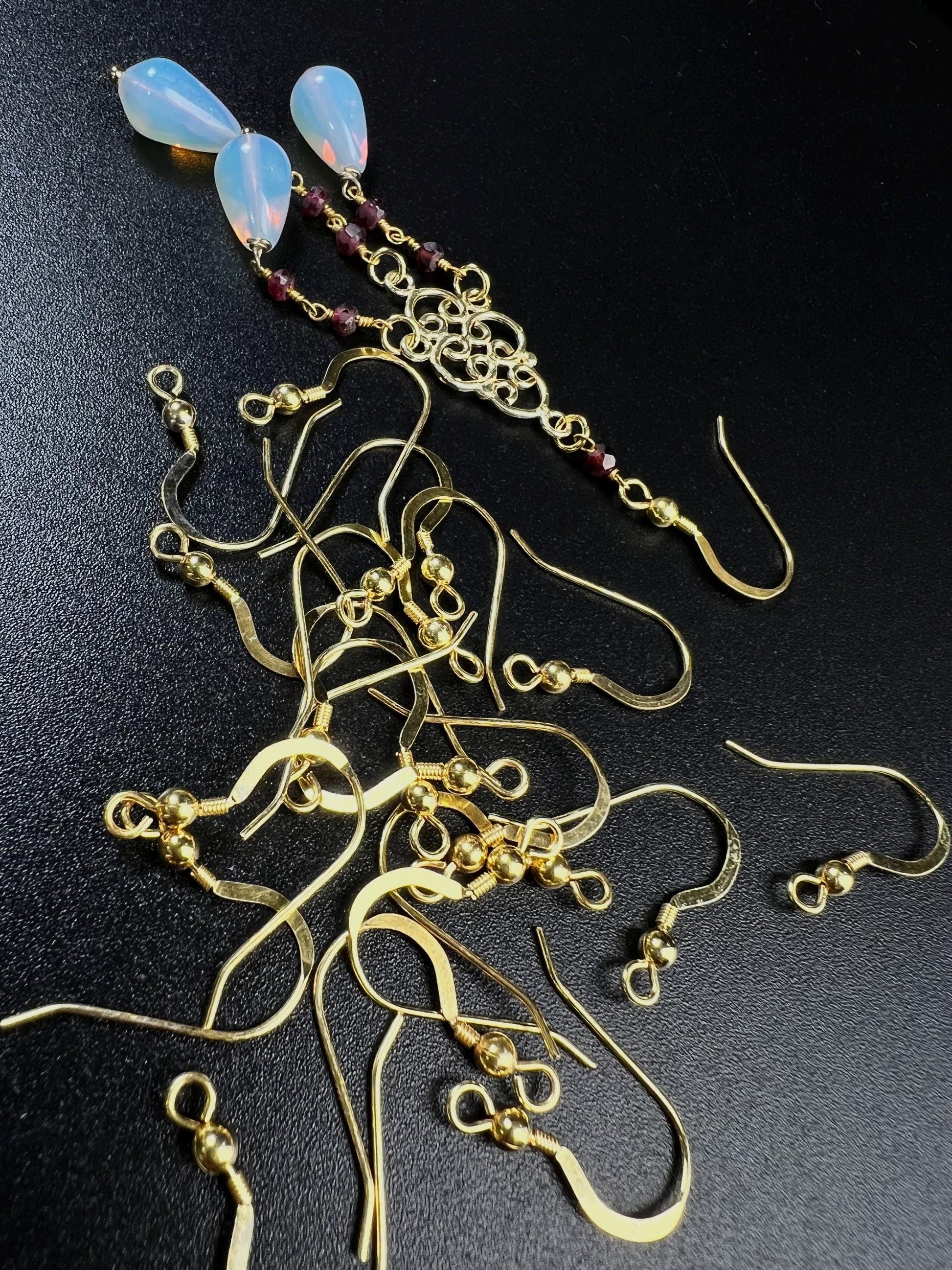 22k gold vermeil over 925 sterling silver French Hook Ball and Coil earwire, earrings making findings, 925 stamped, 1 pair or bulk wholesale