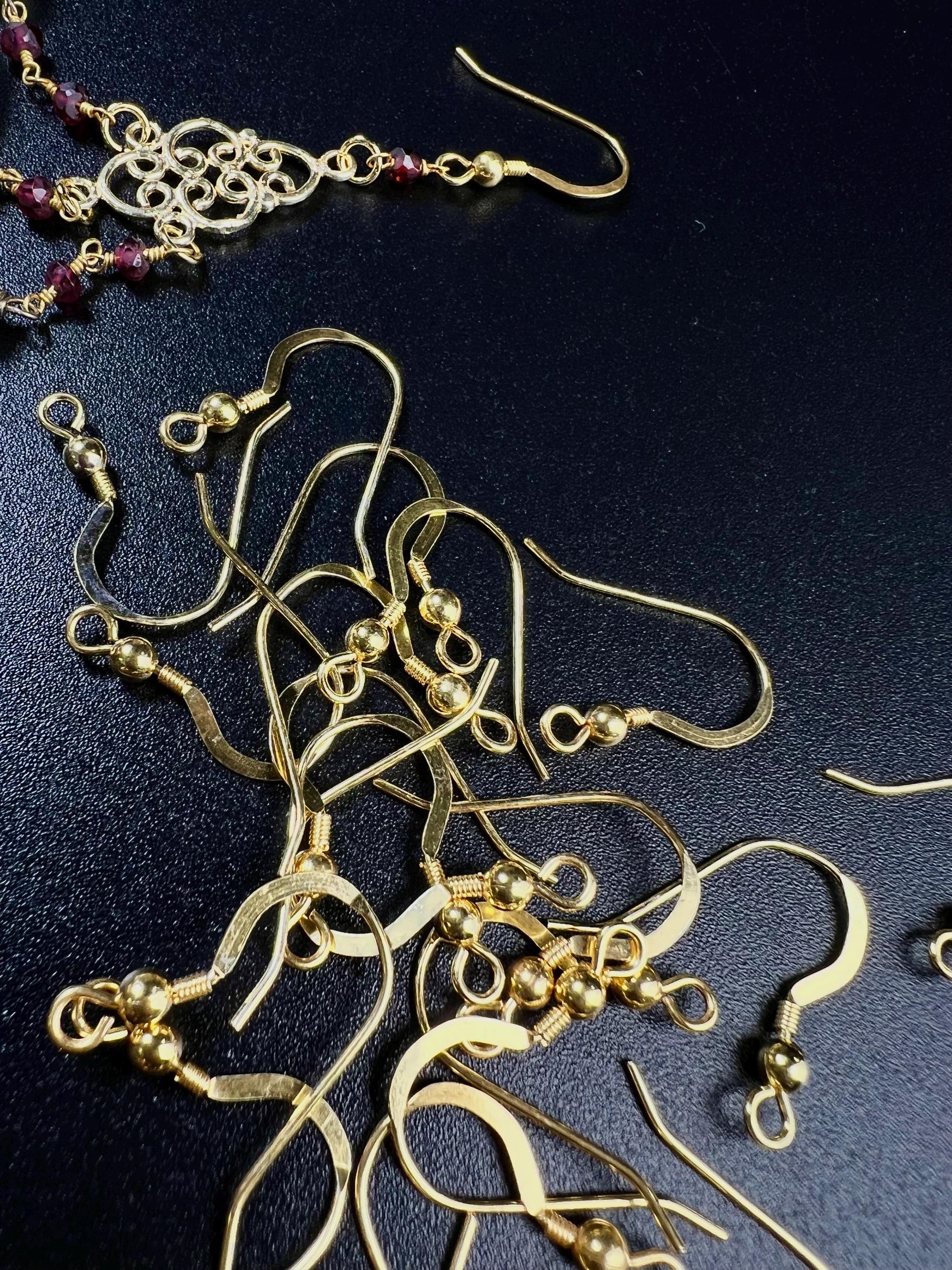 22k gold Vermeil over 925 Sterling Silver French Hook Ball and Coil earwire, earrings making findings, 925 stamped, 1 pair or bulk wholesale