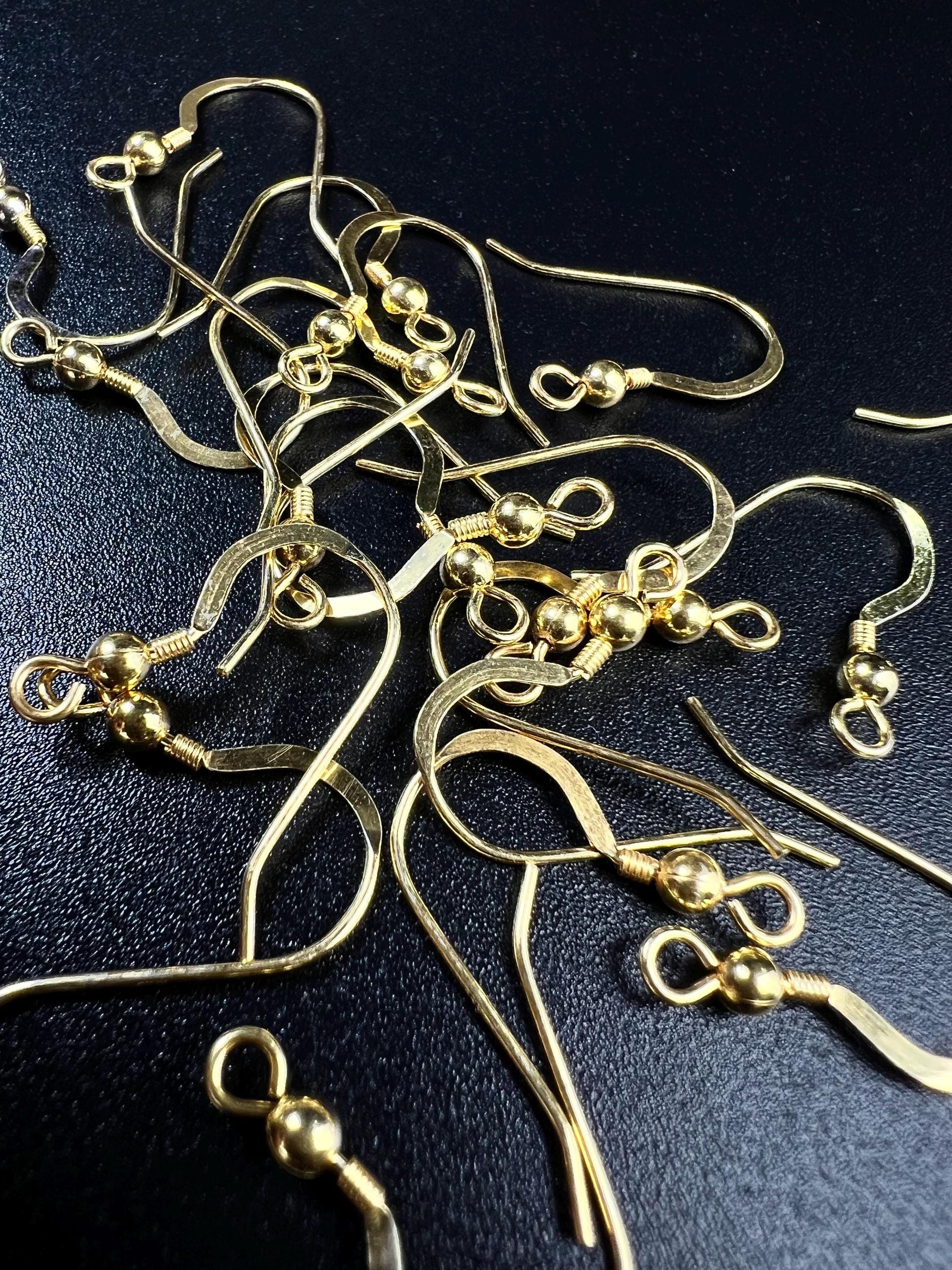 22k gold vermeil over 925 sterling silver French Hook Ball and Coil earwire, earrings making findings, 925 stamped, 1 pair or bulk wholesale