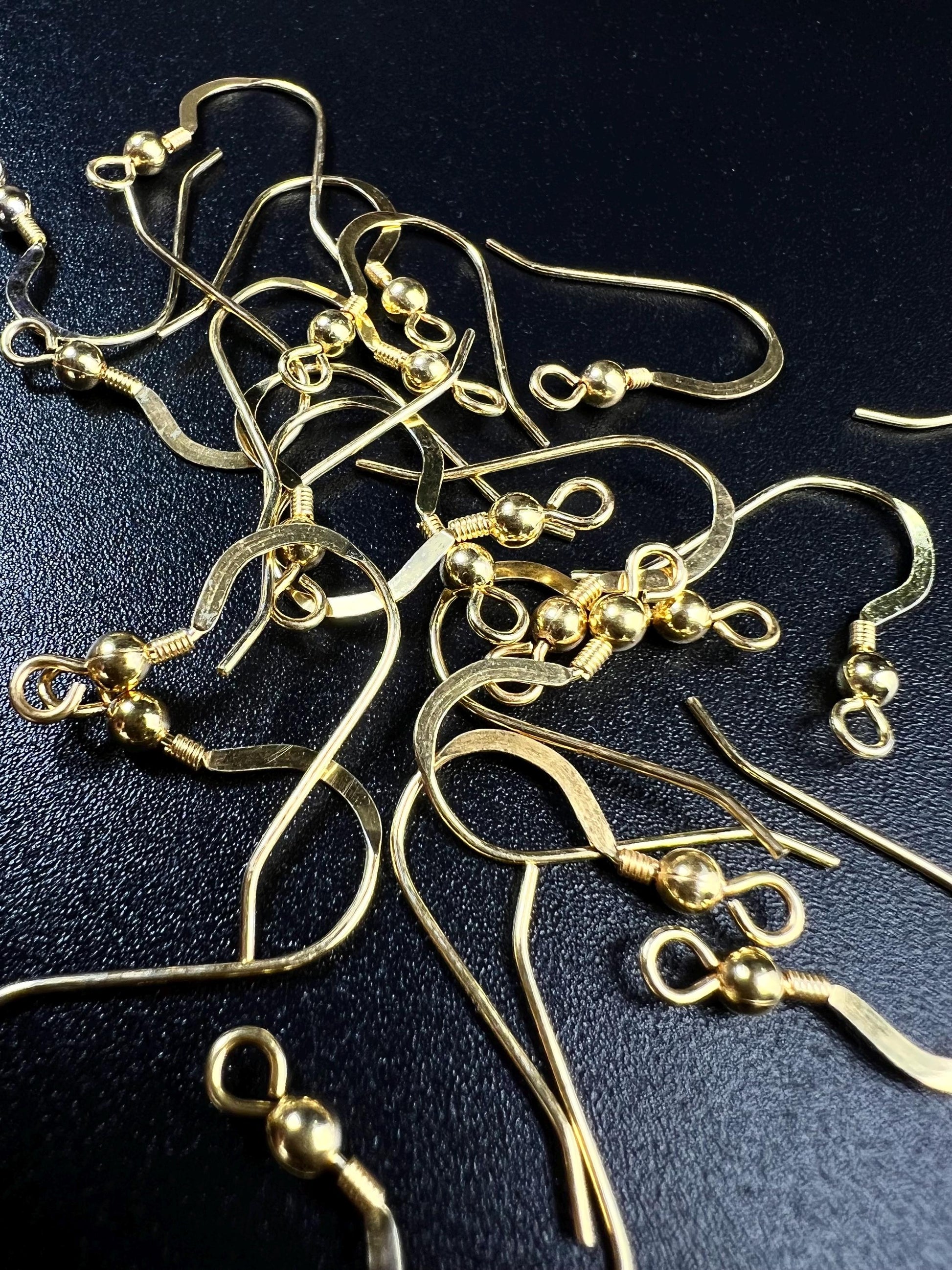 22k gold Vermeil over 925 Sterling Silver French Hook Ball and Coil earwire, earrings making findings, 925 stamped, 1 pair or bulk wholesale