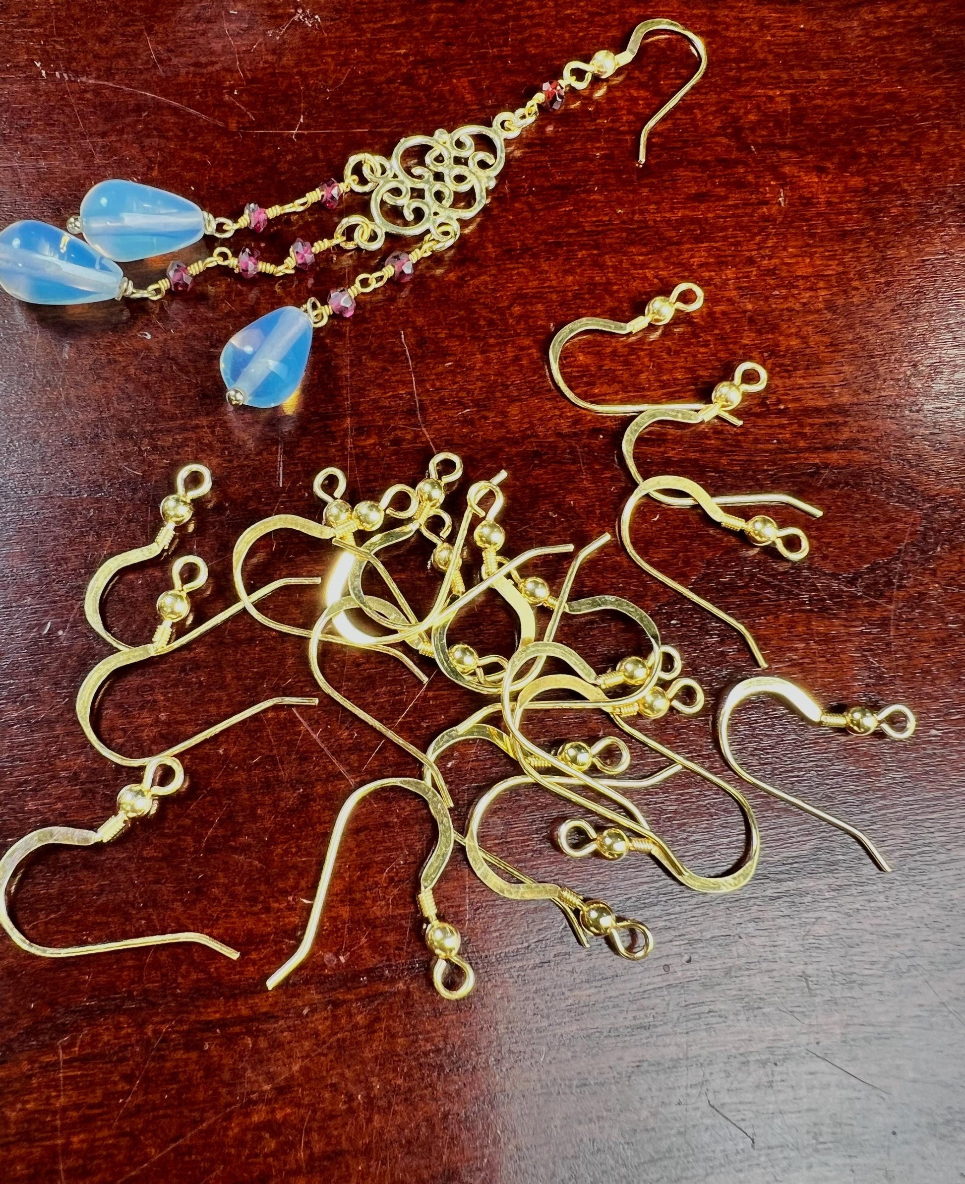 22k gold Vermeil over 925 Sterling Silver French Hook Ball and Coil earwire, earrings making findings, 925 stamped, 1 pair or bulk wholesale