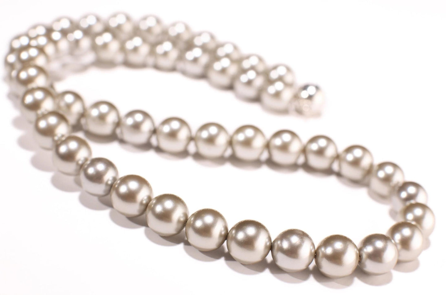 Silver Gray South Sea Shell Pearl 10mm High Luster Statement Necklace with Mag Ball Clasp Necklace, Bridal,elegant Gift