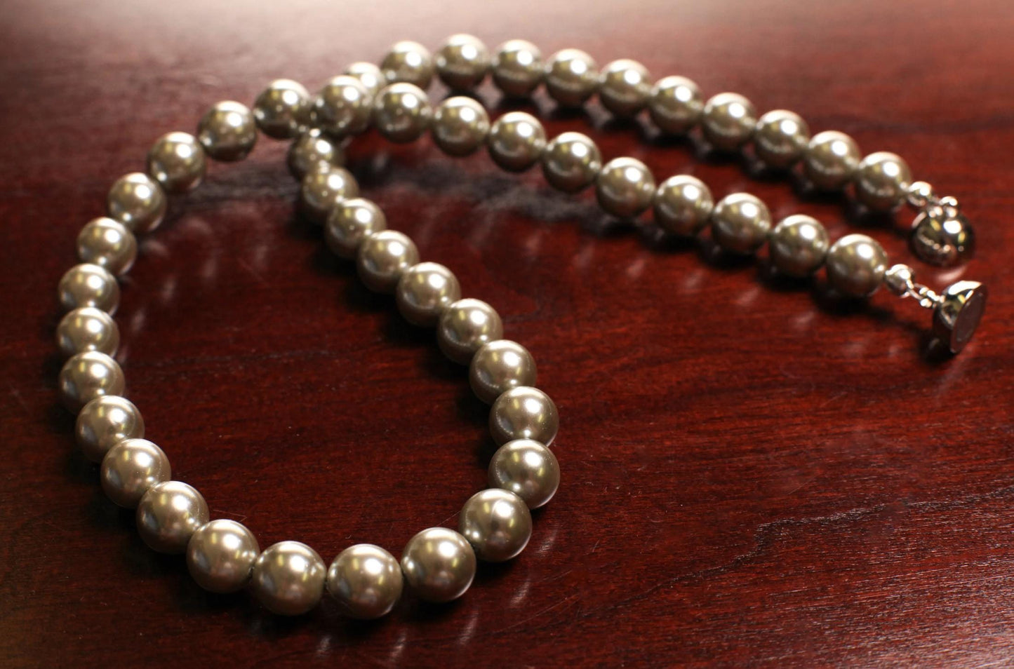 Silver Gray South Sea Shell Pearl 10mm High Luster Statement Necklace with Mag Ball Clasp Necklace, Bridal,elegant Gift