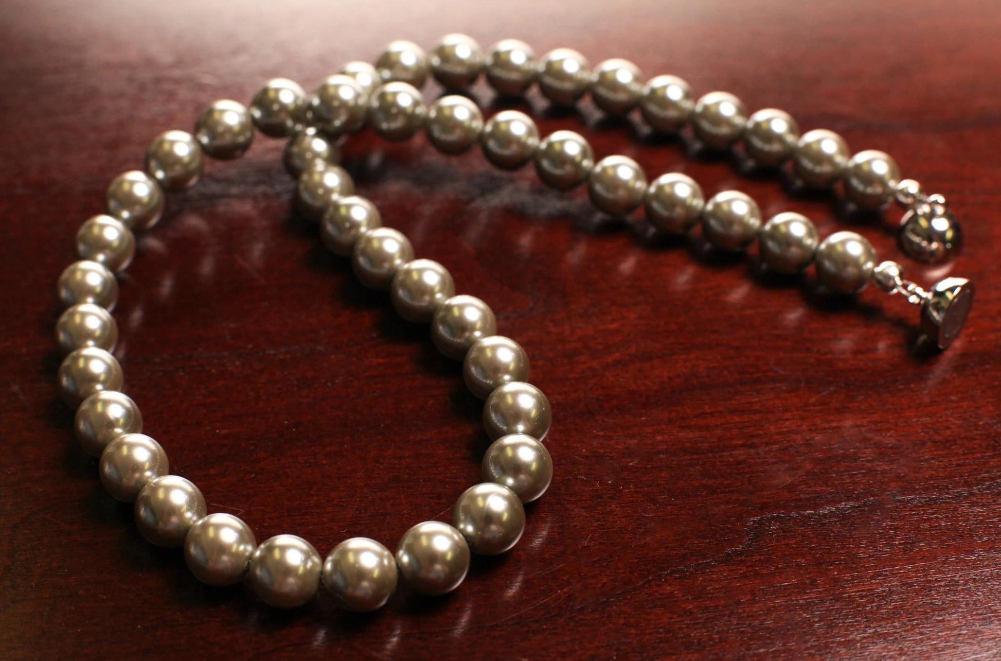 Silver Gray South Sea Shell Pearl 10mm High Luster Statement Necklace with Mag Ball Clasp Necklace, Bridal,elegant Gift