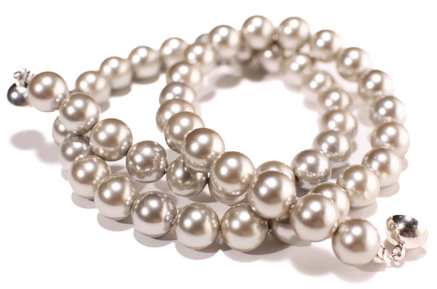 Silver Gray South Sea Shell Pearl 10mm High Luster Statement Necklace with Mag Ball Clasp Necklace, Bridal,elegant Gift