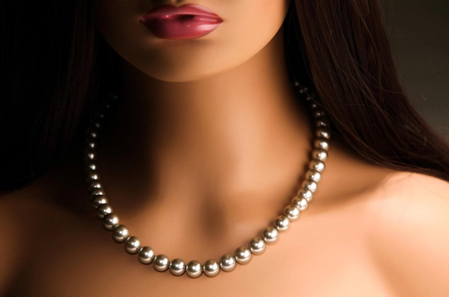 Silver Gray South Sea Shell Pearl 10mm High Luster Statement Necklace with Mag Ball Clasp Necklace, Bridal,elegant Gift