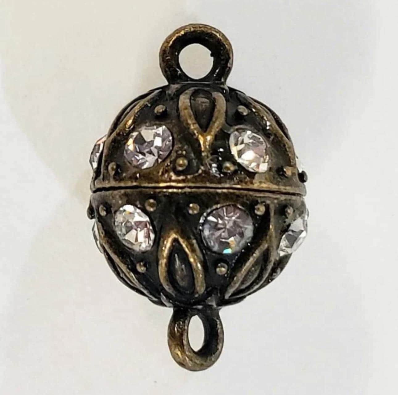 4 sets Silver, Gold, Antique Bronze 12mm Ball clasp with Rhinestone crystal setting, jewelry making Mag Ball clasp.