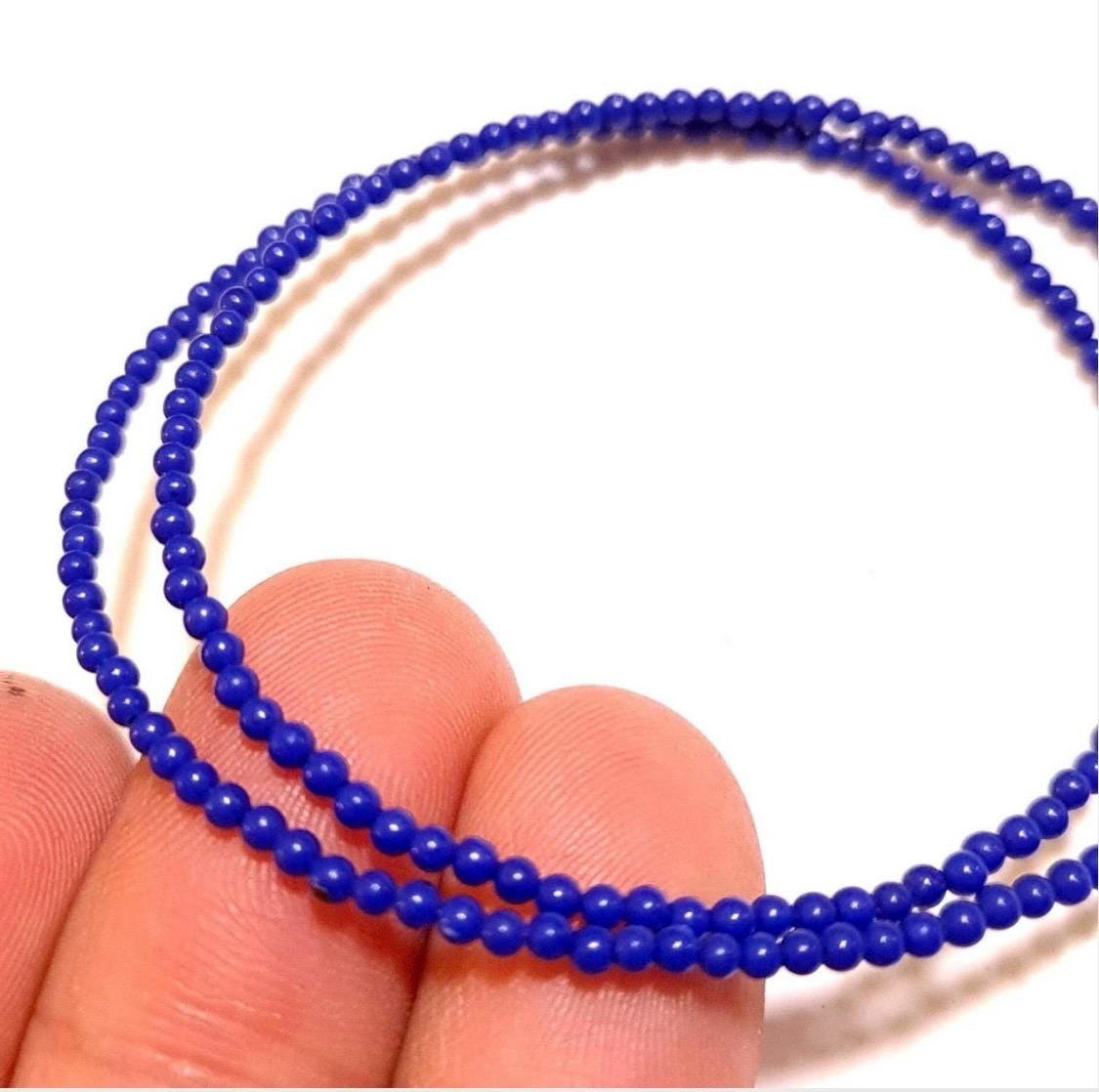 Natural Lapis Lazuli 2mm Smooth Round bead ,925 sterling silver Choker Layering Necklace, Handmade, Energy, Minimalist, Gift