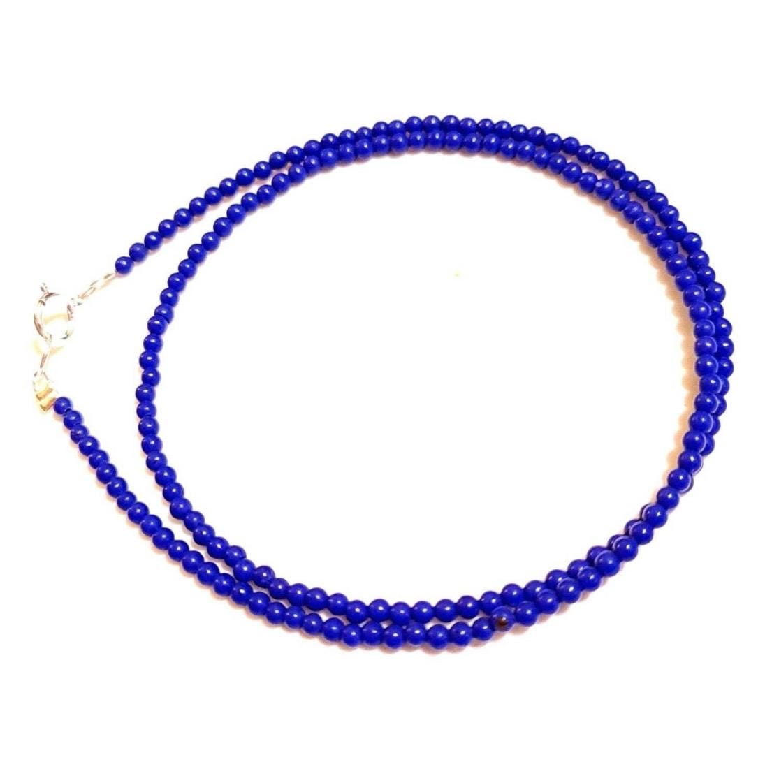 Natural Lapis Lazuli 2mm Smooth Round bead ,925 sterling silver Choker Layering Necklace, Handmade, Energy, Minimalist, Gift