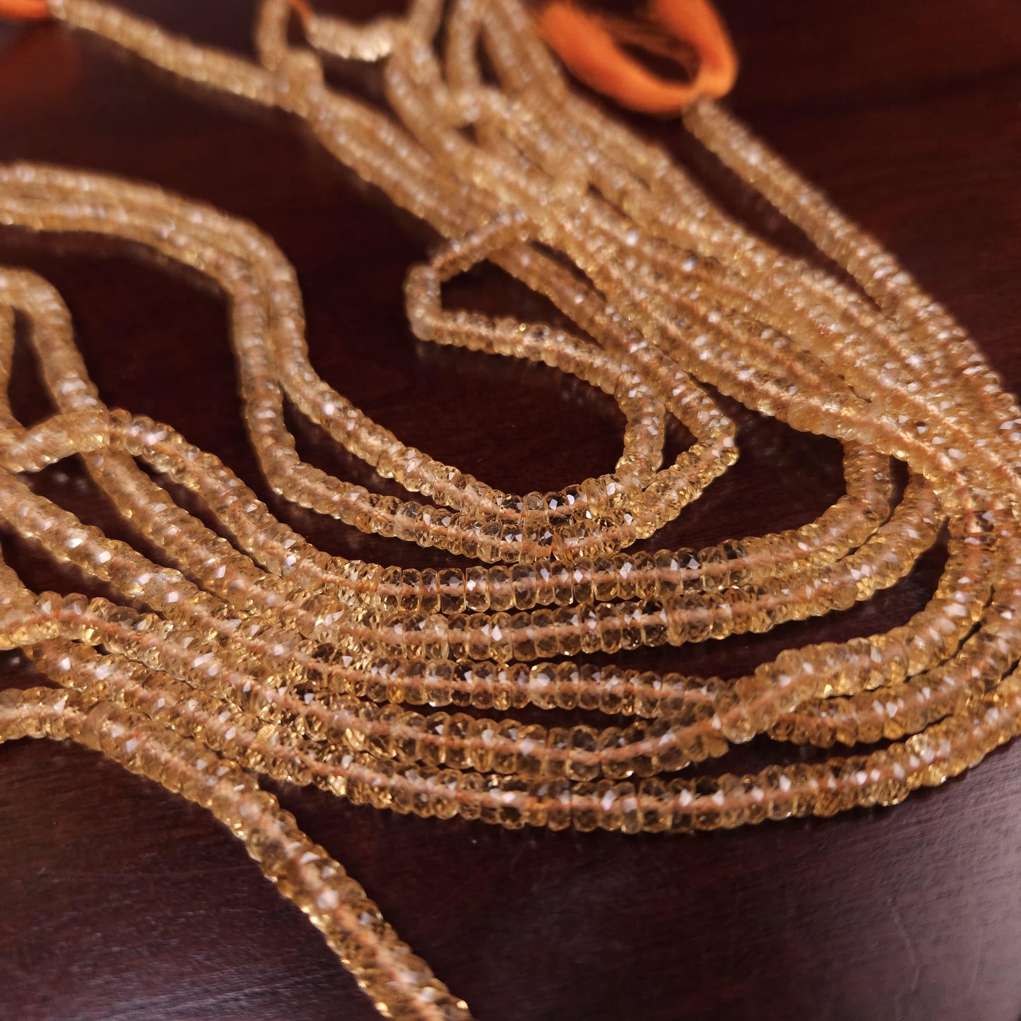 Natural Citrine heishi wheel washer Roundel Bead. Gem Quality Clear AAA Faceted 4-4.5mm Gemstone 8" strand for jewelry making