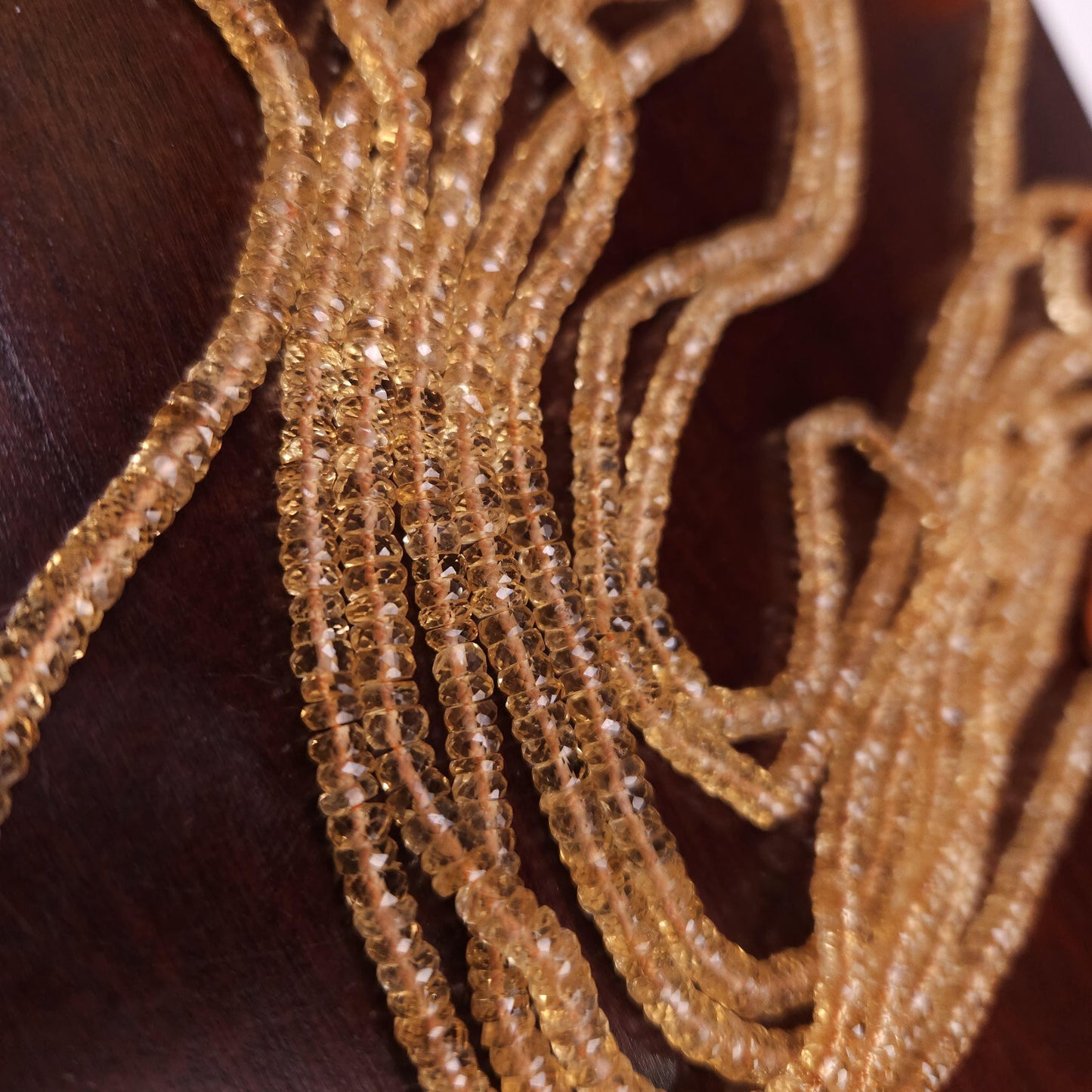 Natural Citrine heishi wheel washer Roundel Bead. Gem Quality Clear AAA Faceted 4-4.5mm Gemstone 8" strand for jewelry making