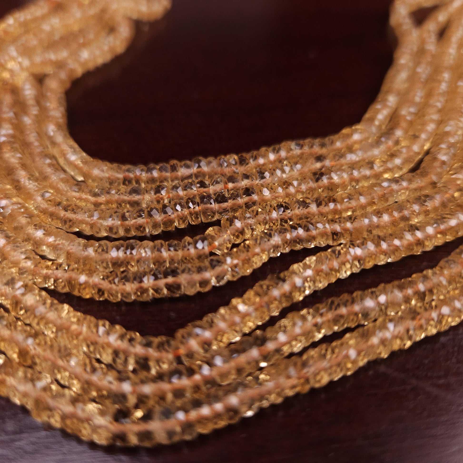 Natural Citrine heishi wheel washer Roundel Bead. Gem Quality Clear AAA Faceted 4-4.5mm Gemstone 8" strand for jewelry making