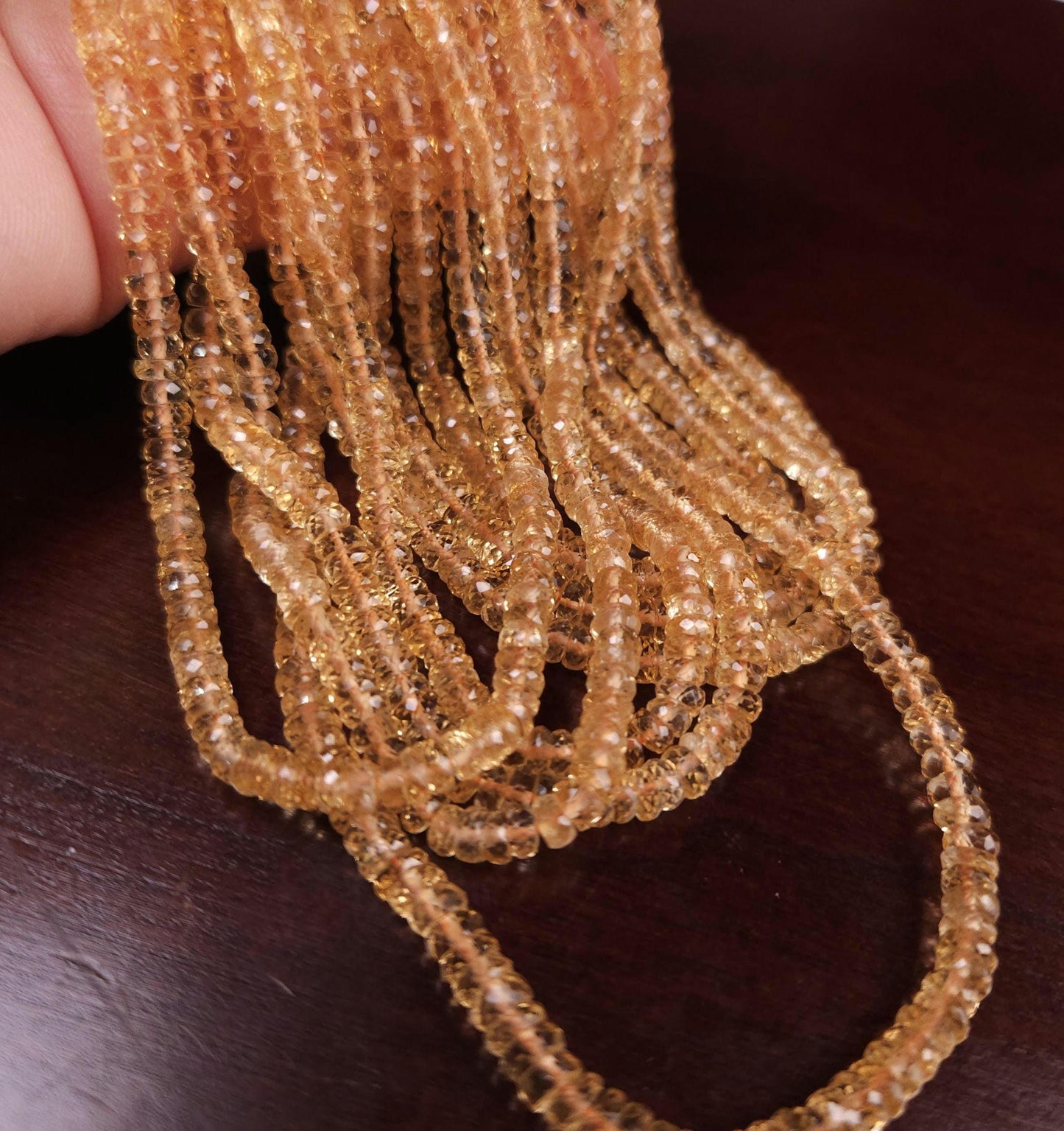 Natural Citrine heishi wheel washer Roundel Bead. Gem Quality Clear AAA Faceted 4-4.5mm Gemstone 8" strand for jewelry making