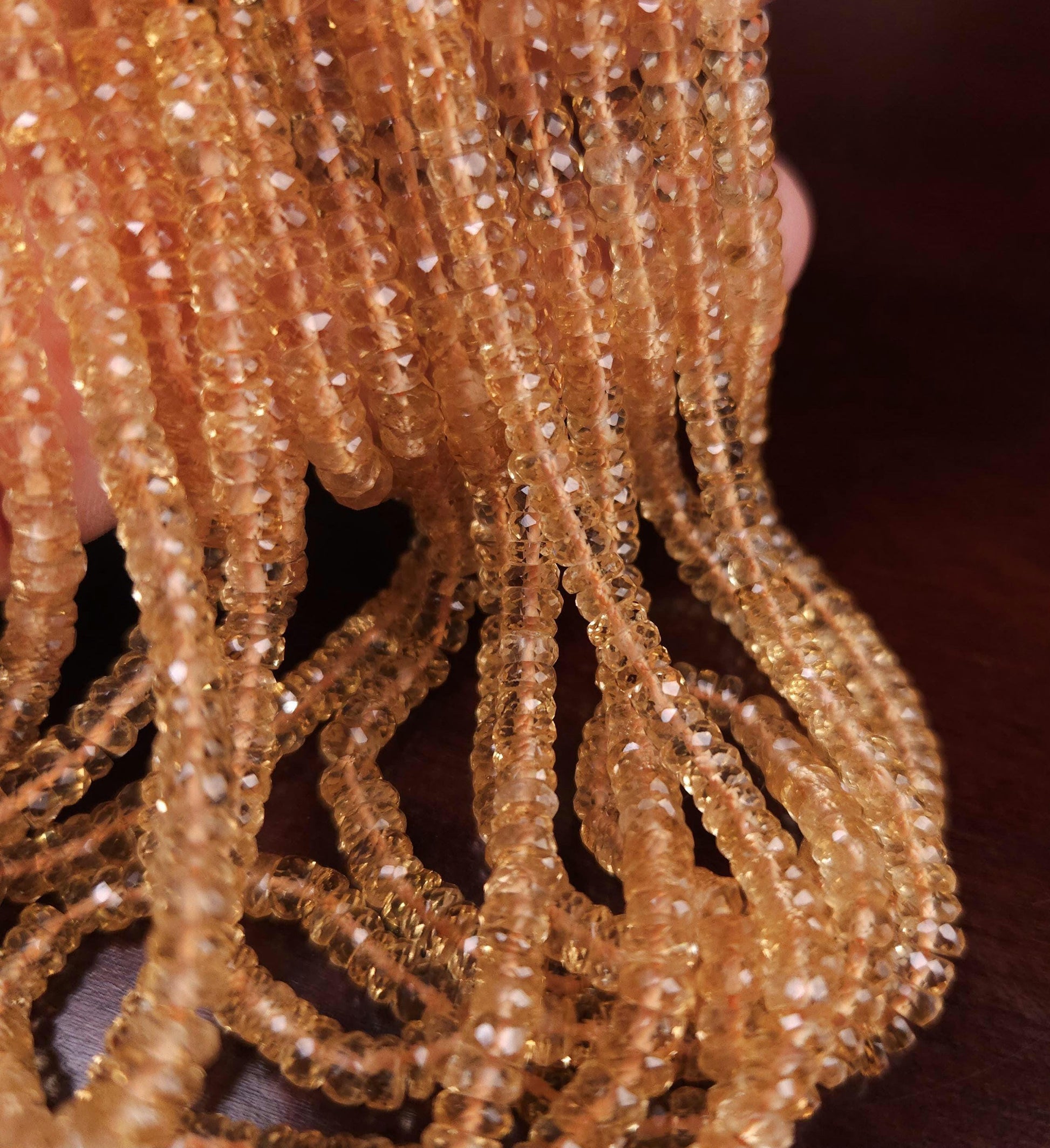 Natural Citrine heishi wheel washer Roundel Bead. Gem Quality Clear AAA Faceted 4-4.5mm Gemstone 8" strand for jewelry making