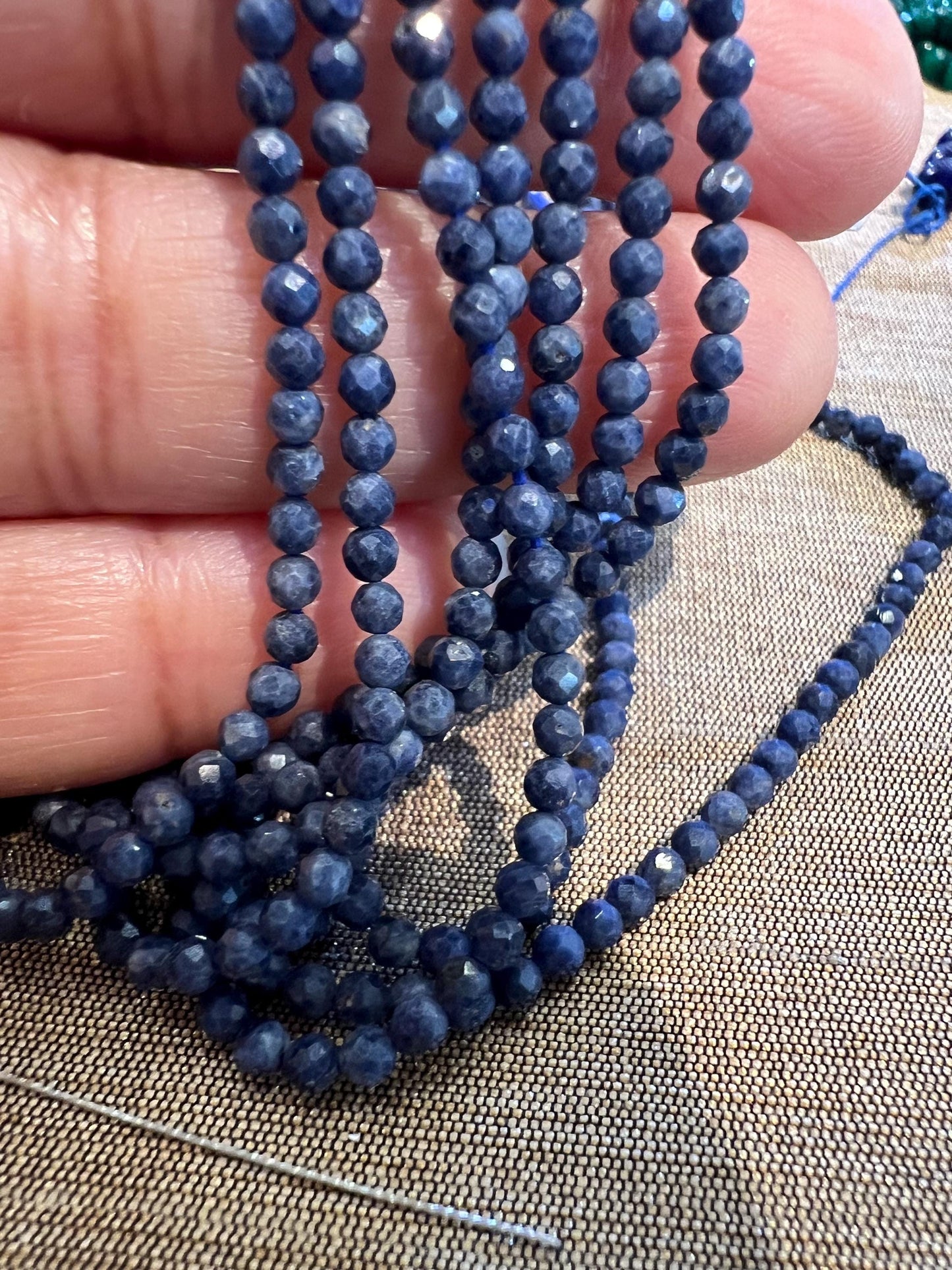 Natural Blue Sapphire Faceted Round 2.5-3mm bead 12.5” full strand for jewelry making Gemstone bead