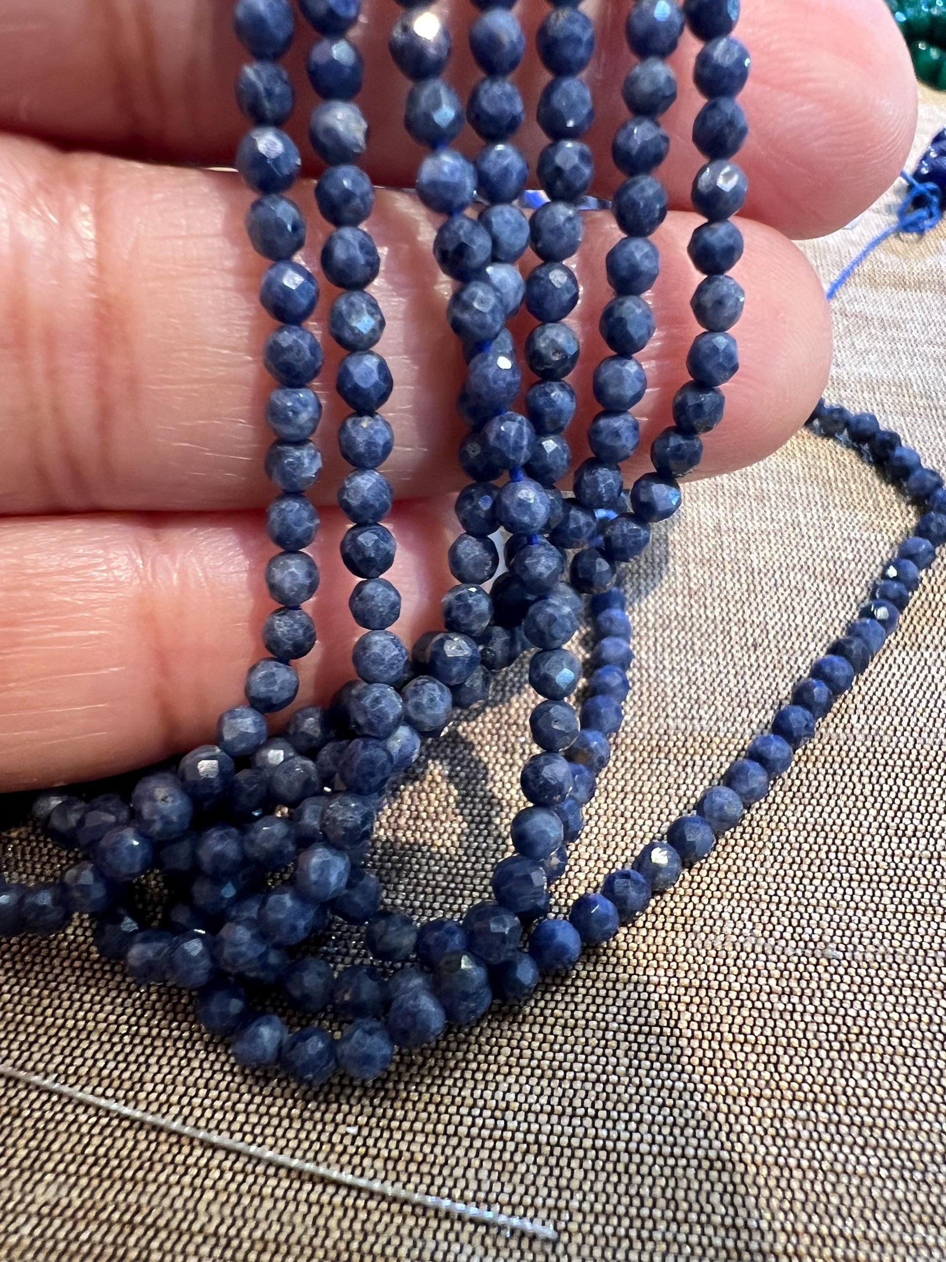 Natural Blue Sapphire Faceted Round 2.5-3mm bead 12.5” full strand for jewelry making Gemstone bead