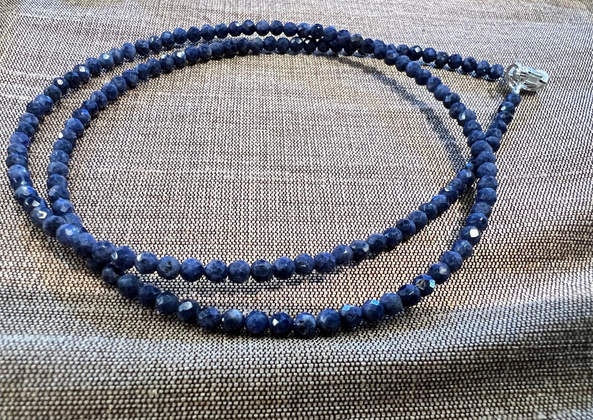 Natural Blue Sapphire Faceted Round 2.5-3mm handmade necklace. Beautiful gemstone necklace gift
