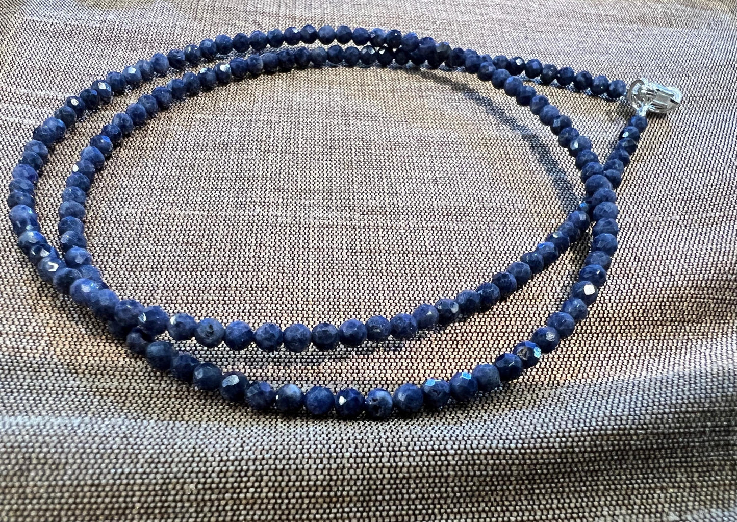 Natural Blue Sapphire Faceted Round 2.5-3mm handmade necklace. Beautiful gemstone necklace gift