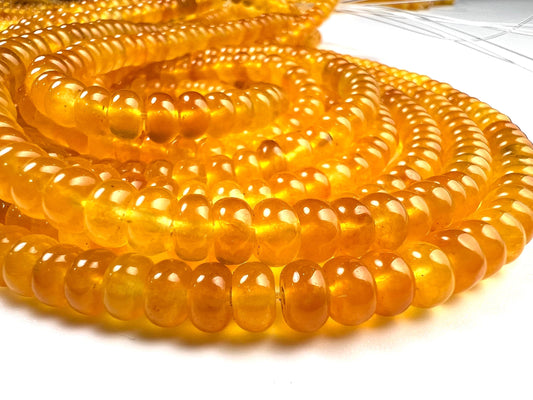 Natural yellow agate 6-6.5mm Smooth Roundel beads. Great Quality for jewelry making 14.5” full strand