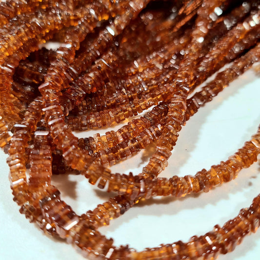 Natural Hessonite Garnet square Heishi washer smooth Beads 4-4.5mm Beads for jewelry Making Natural Dark brown 8" strand Beads