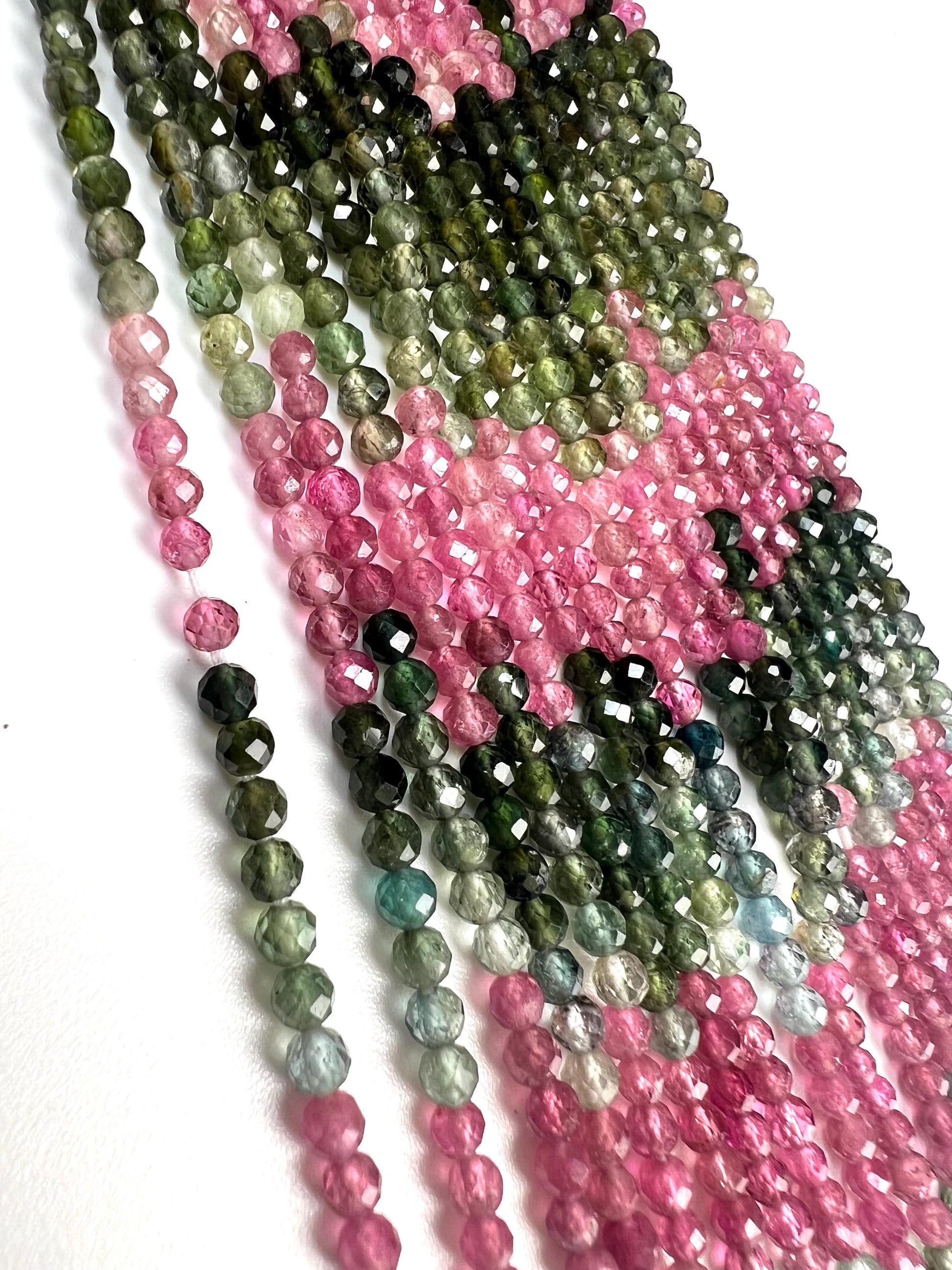 Natural multi Tourmaline watermelon 3mm faceted bead round for Jewely making 12” full strand AAA quality beads