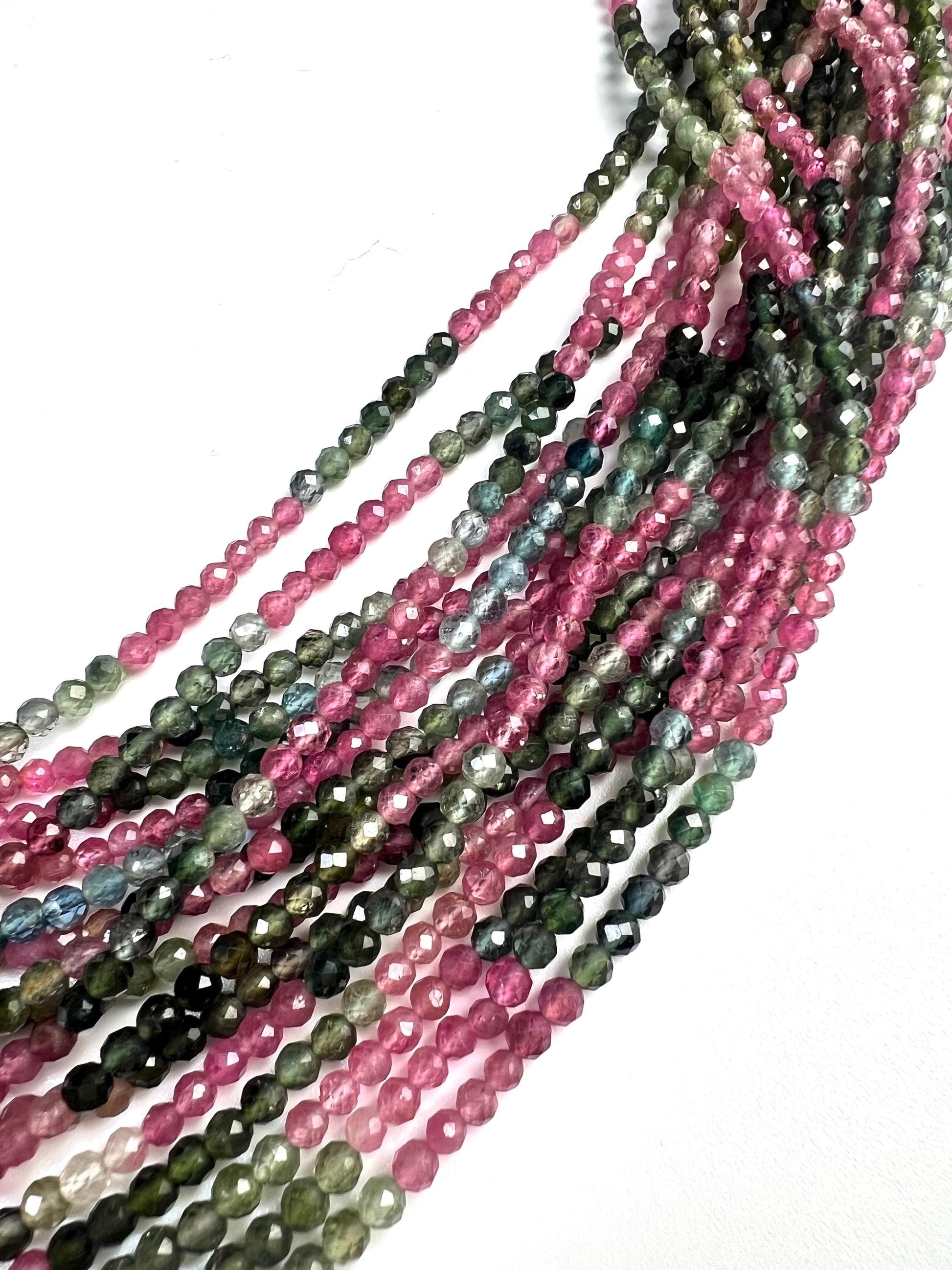 Natural multi Tourmaline watermelon 3mm faceted bead round for Jewely making 12” full strand AAA quality beads