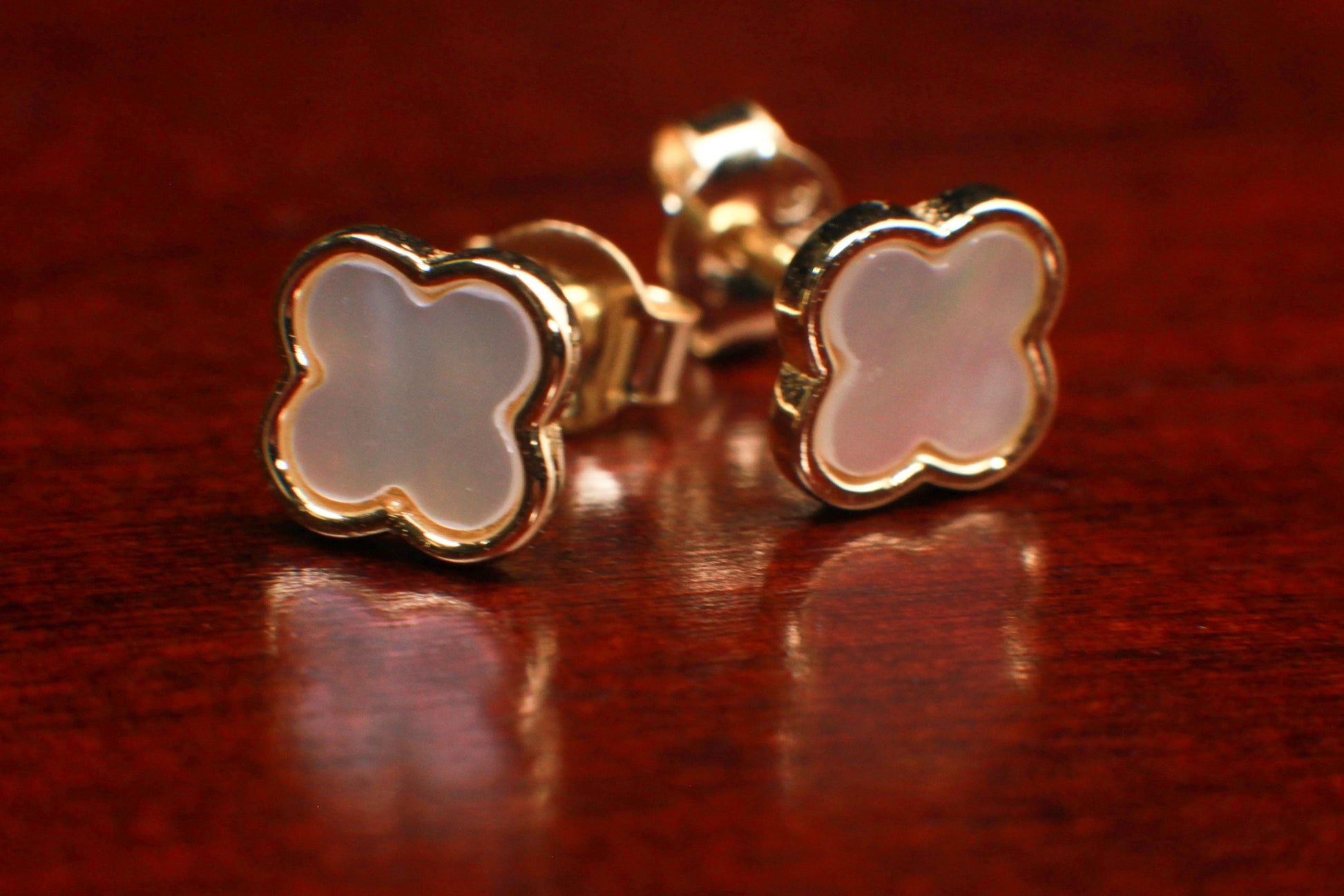18k Gold Vermeil Natural Mother of Pearl 7mm Flower Stud Earrings, 18K Gold Vermeil over Silver, Sterling Silver Earrings, 925 Stamped