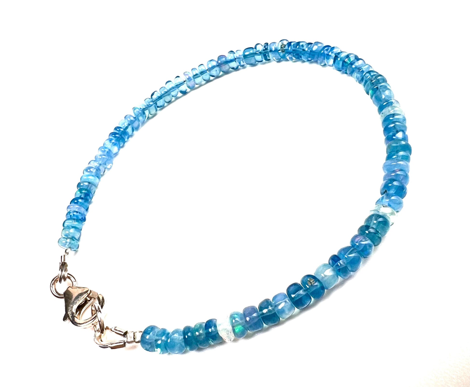 Genuine Ethiopian Fire Opal Periwinkle Blue Welo Opal 3.5-4mm Smooth Bracelet AAA quality Fiery Opal gift