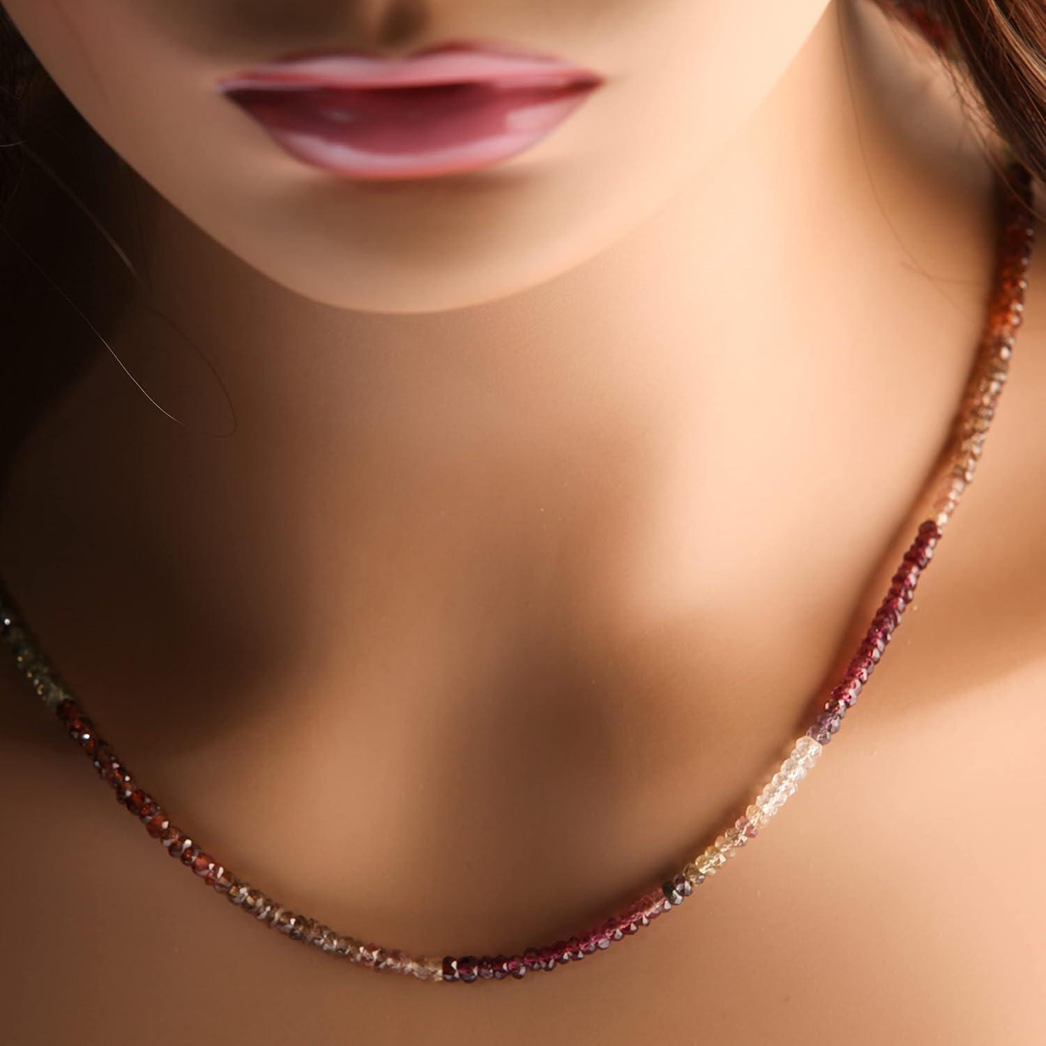 Natural Tundra Sapphire AAA Faceted 3.5-4mm Rondelle Gemstone Handmade Necklace in 925 Sterling Silver Clasp Necklace 14" to 30"