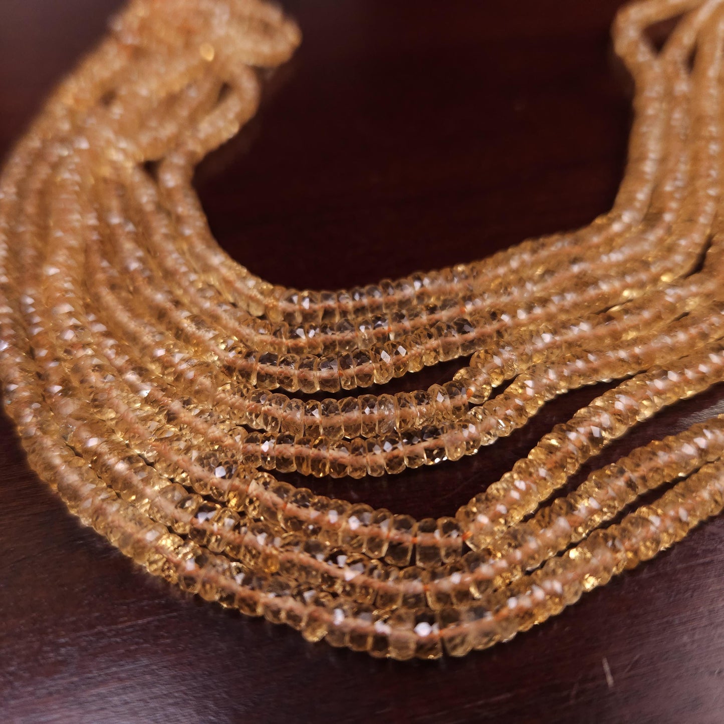 Natural Citrine heishi wheel washer Roundel Bead. Gem Quality Clear AAA Faceted 4-4.5mm Gemstone 8" strand for jewelry making