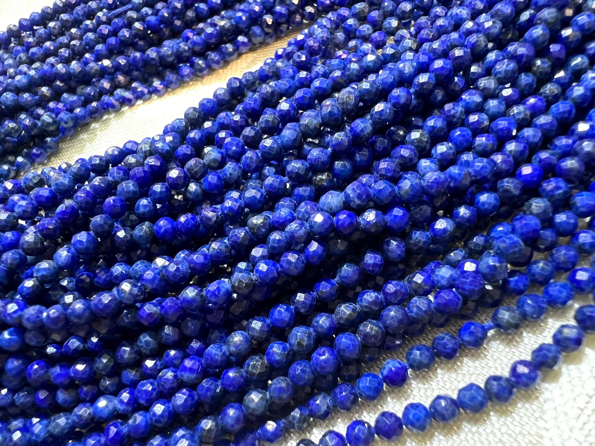Genuine Lapis Lazuli 2.5mm Faceted Roubd Royal Blue Lapis Beads Jewelry Making 13”Strand