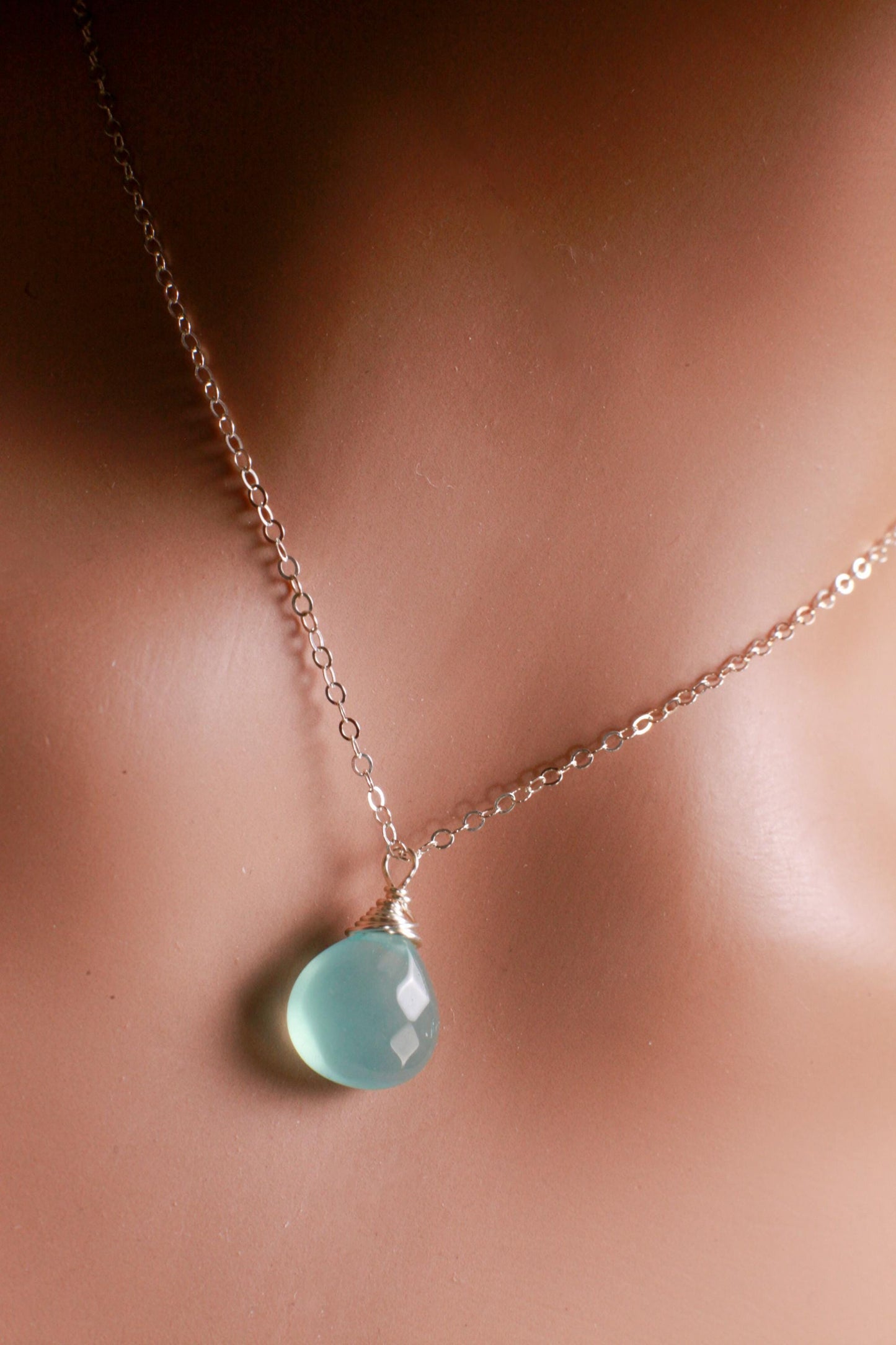 Aqua Chalcedony Faceted heart drop in 14K Gold Filled or 925 Sterling Silver Earrings. Beautiful ocean blue summer gift, beach minimalist