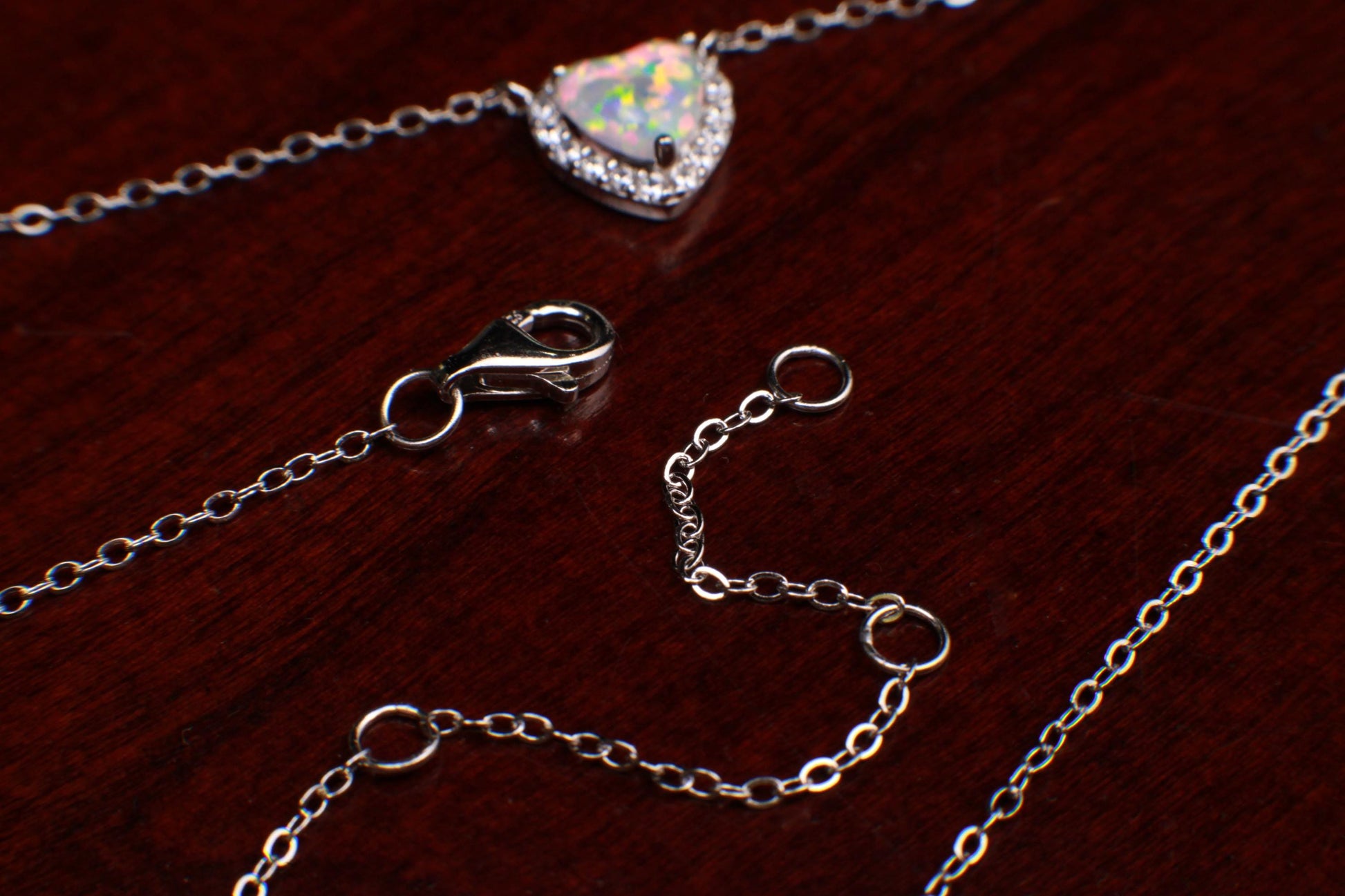 Genuine Ethiopian Fire Opal, Welo Opal Heart CZ diamond Pendant Necklace in 925 Sterling Silver, 22K Gold Vermeil Necklace AAA Quality