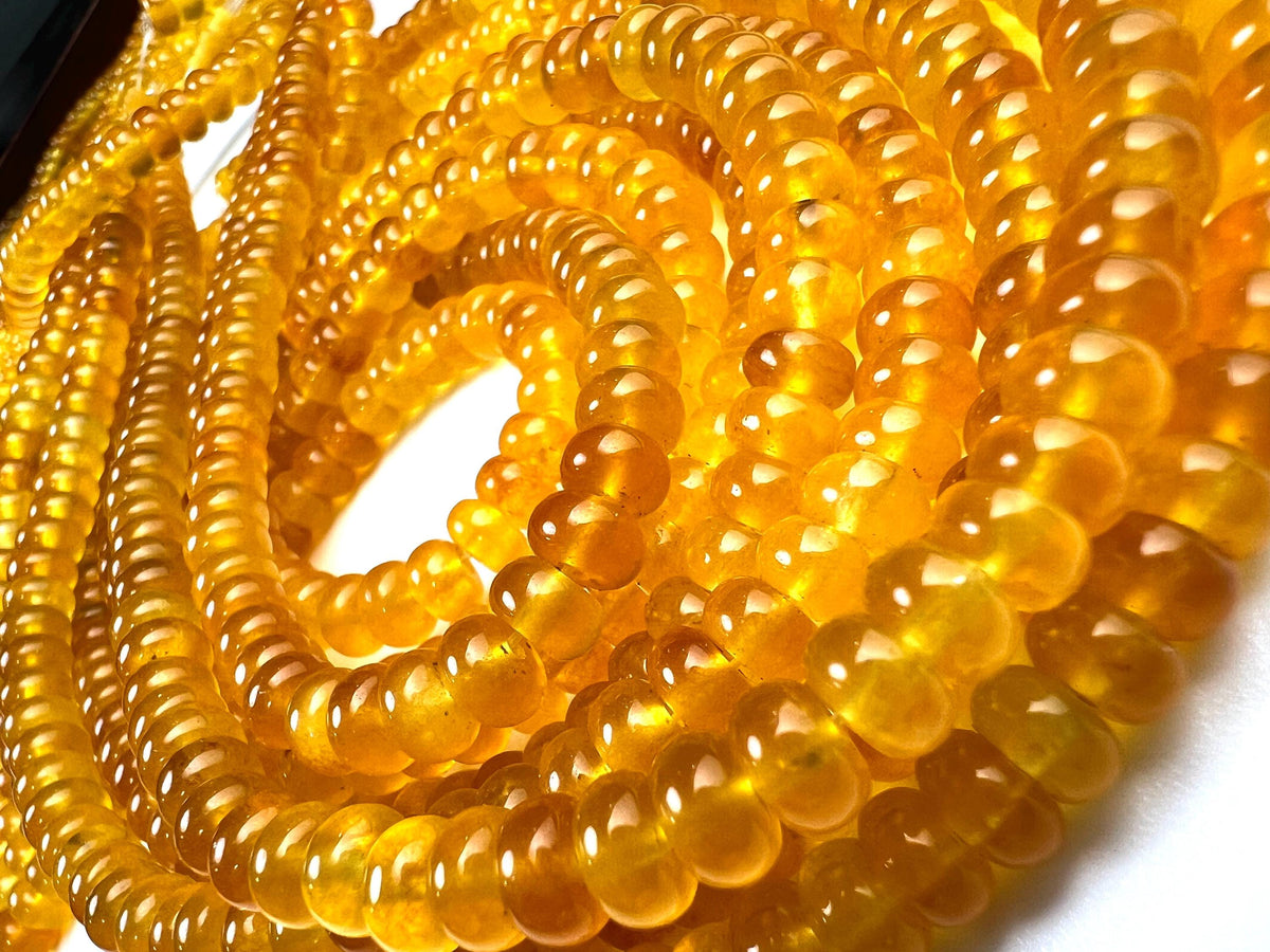 Natural honey yellow agate 6-6.5mm Smooth Roundel beads. Great Quality for jewelry making 14.5” full strand