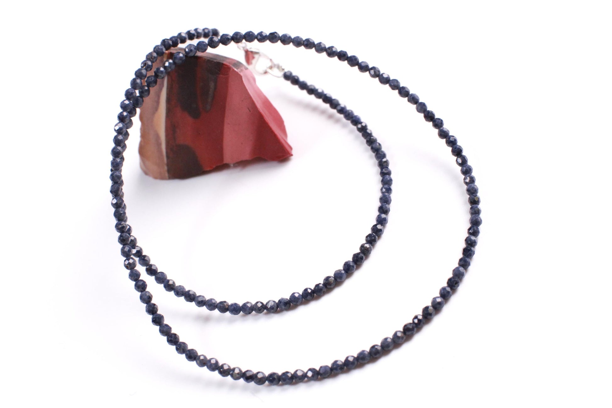 Natural Blue Sapphire Faceted Round 2.5-3mm handmade necklace. Beautiful gemstone necklace gift