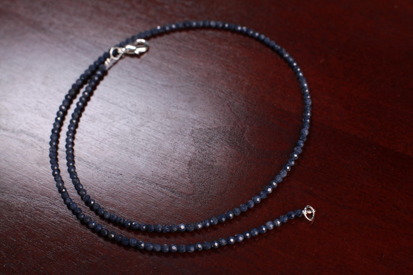Natural Blue Sapphire Faceted Round 2.5-3mm handmade necklace. Beautiful gemstone necklace gift