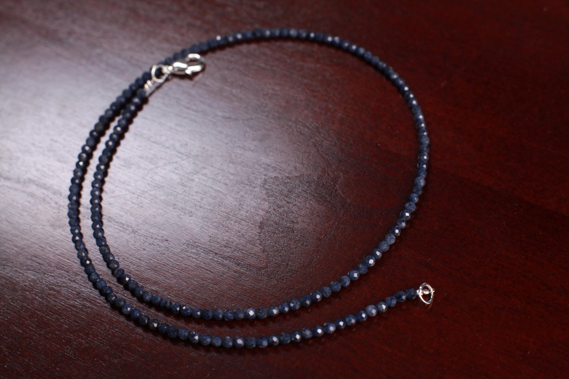 Natural Blue Sapphire Faceted Round 2.5-3mm handmade necklace. Beautiful gemstone necklace gift