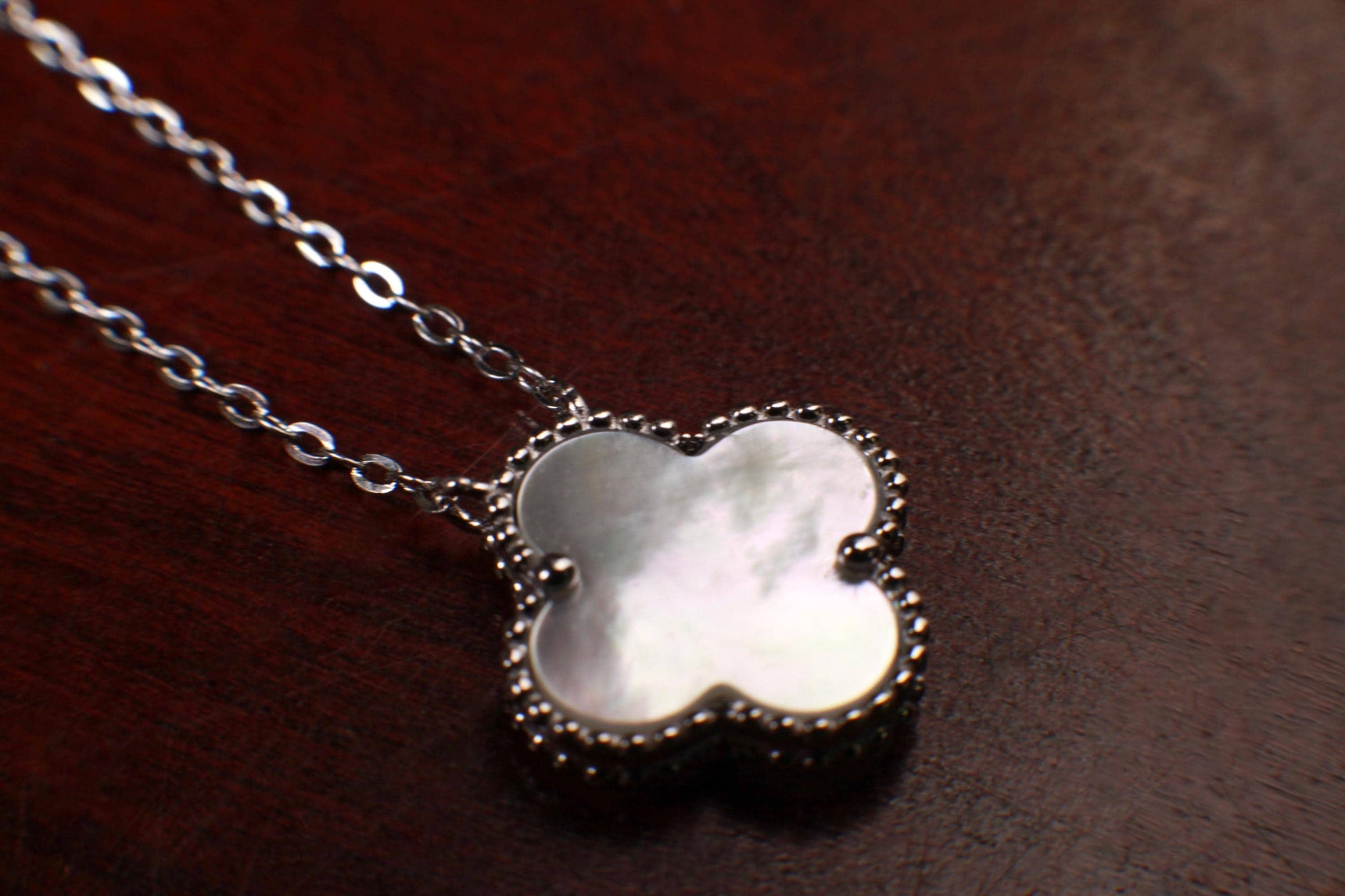 925 Sterling Silver White Mother of Pearl Double Sided 16mm Flower Charm 16” extend to 17” and 18” Necklace, Love