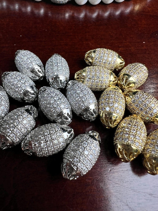 CZ micro pave diamond puff oval barrel spacer Bead 10x16mm victorian style high quality non Tarnish cubic Zirconia jewelry making charm Bead
