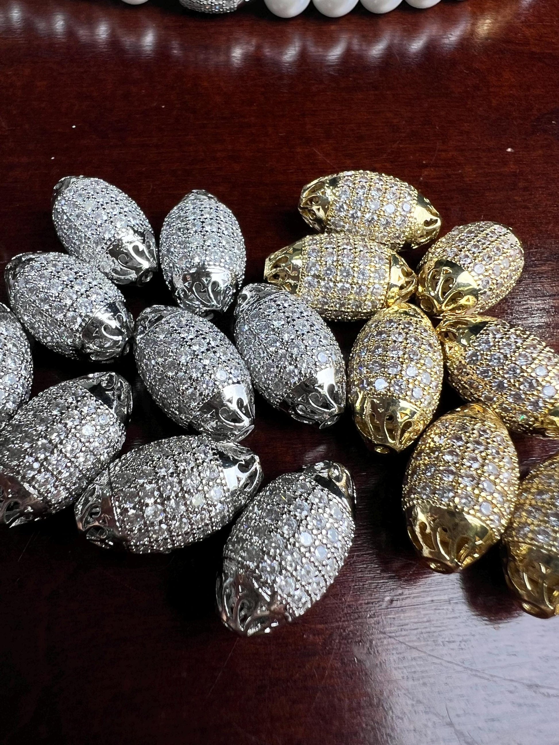 CZ micro pave diamond puff oval drum shape barrel spacer Bead 10x16mm victorian style high quality cubic Zirconia jewelry making charm