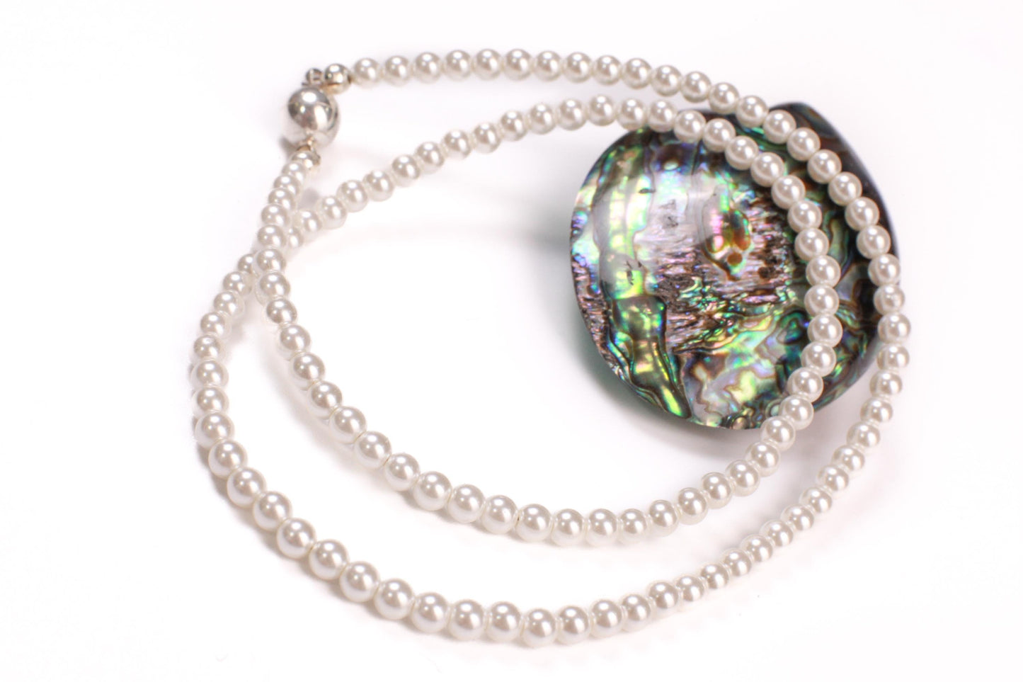 White South Sea shell Pearl Necklace 4mm Round Statement Necklace 14"- 42" Bridal, Gift for Her