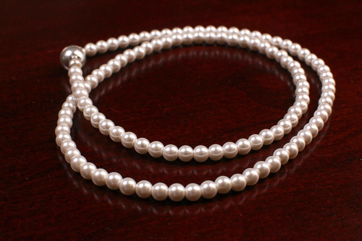 White South Sea shell Pearl Necklace 4mm Round Statement Necklace 14"- 42" Bridal, Gift for Her