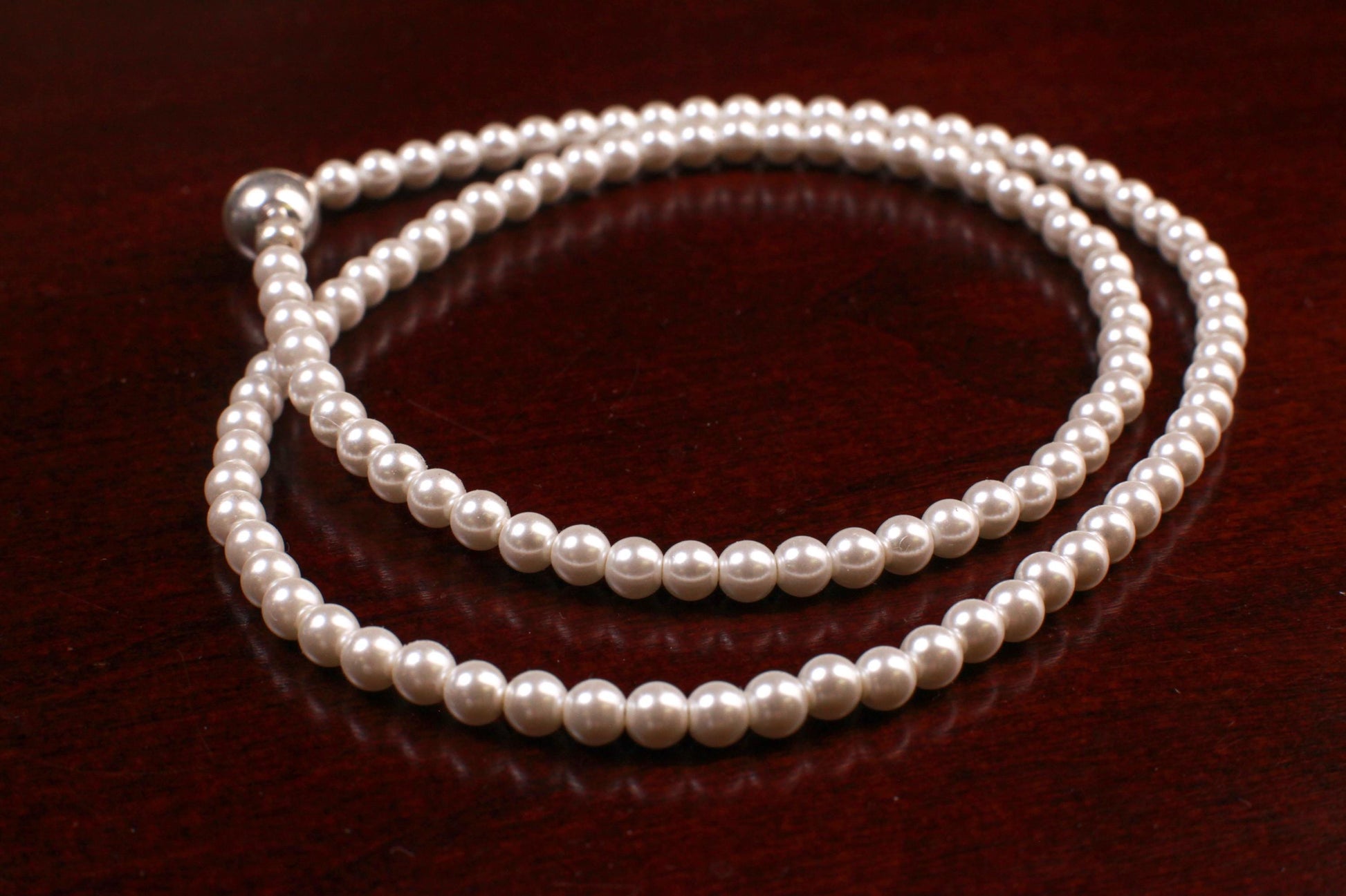 White South Sea shell Pearl Necklace 4mm Round Statement Necklace 14"- 42" Bridal, Gift for Her