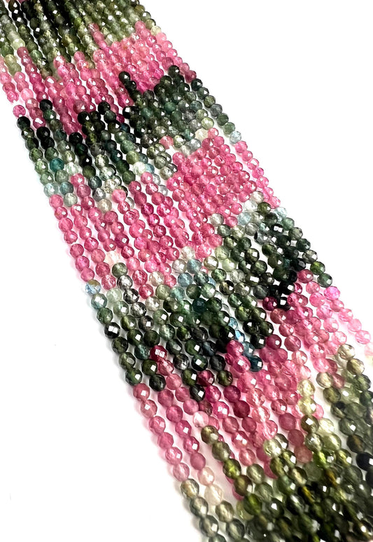 Natural multi Tourmaline watermelon 3mm faceted bead round for Jewely making 12” full strand AAA quality beads