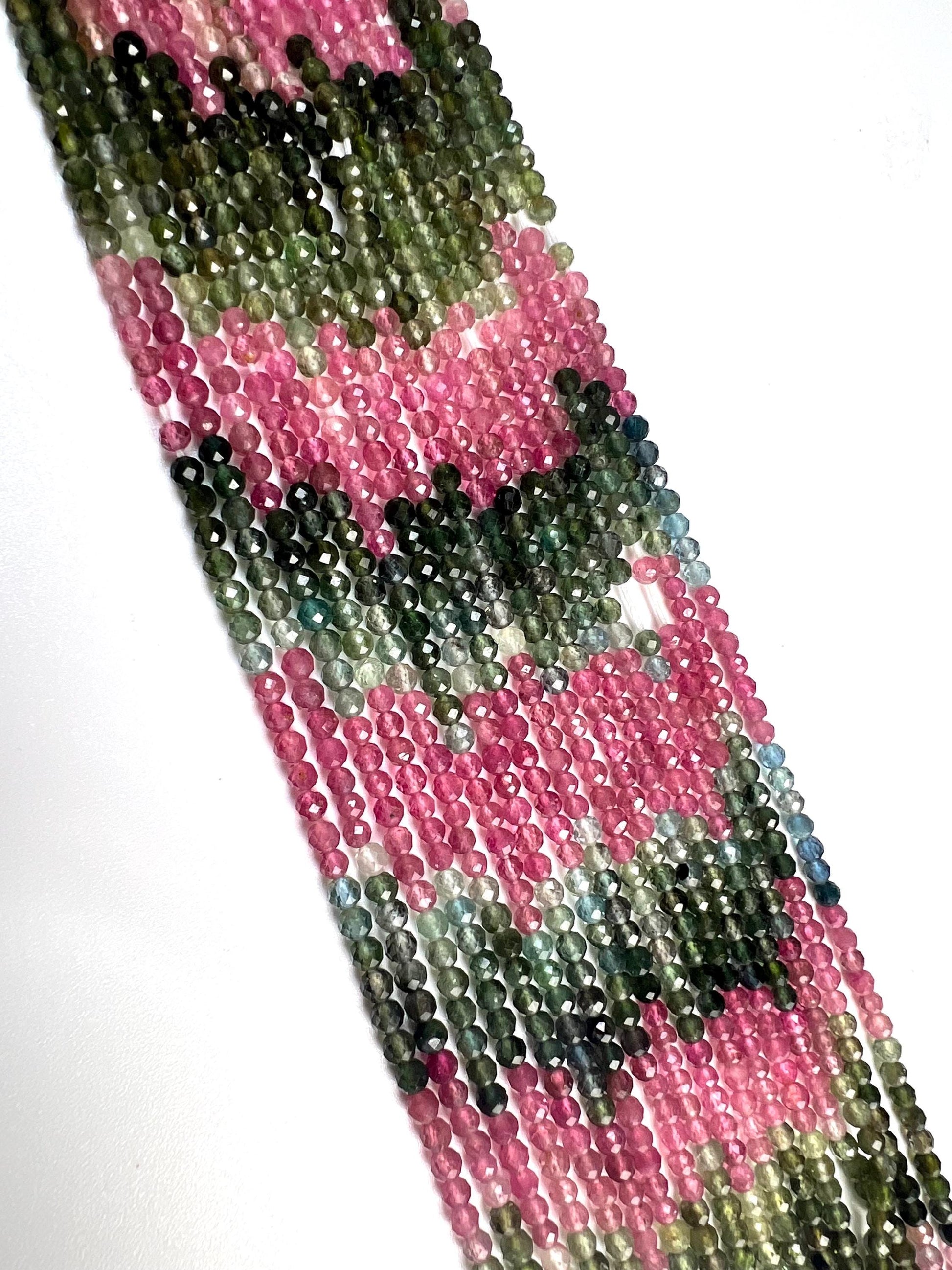 Natural multi Tourmaline watermelon 3mm faceted bead round for Jewely making 12” full strand AAA quality beads