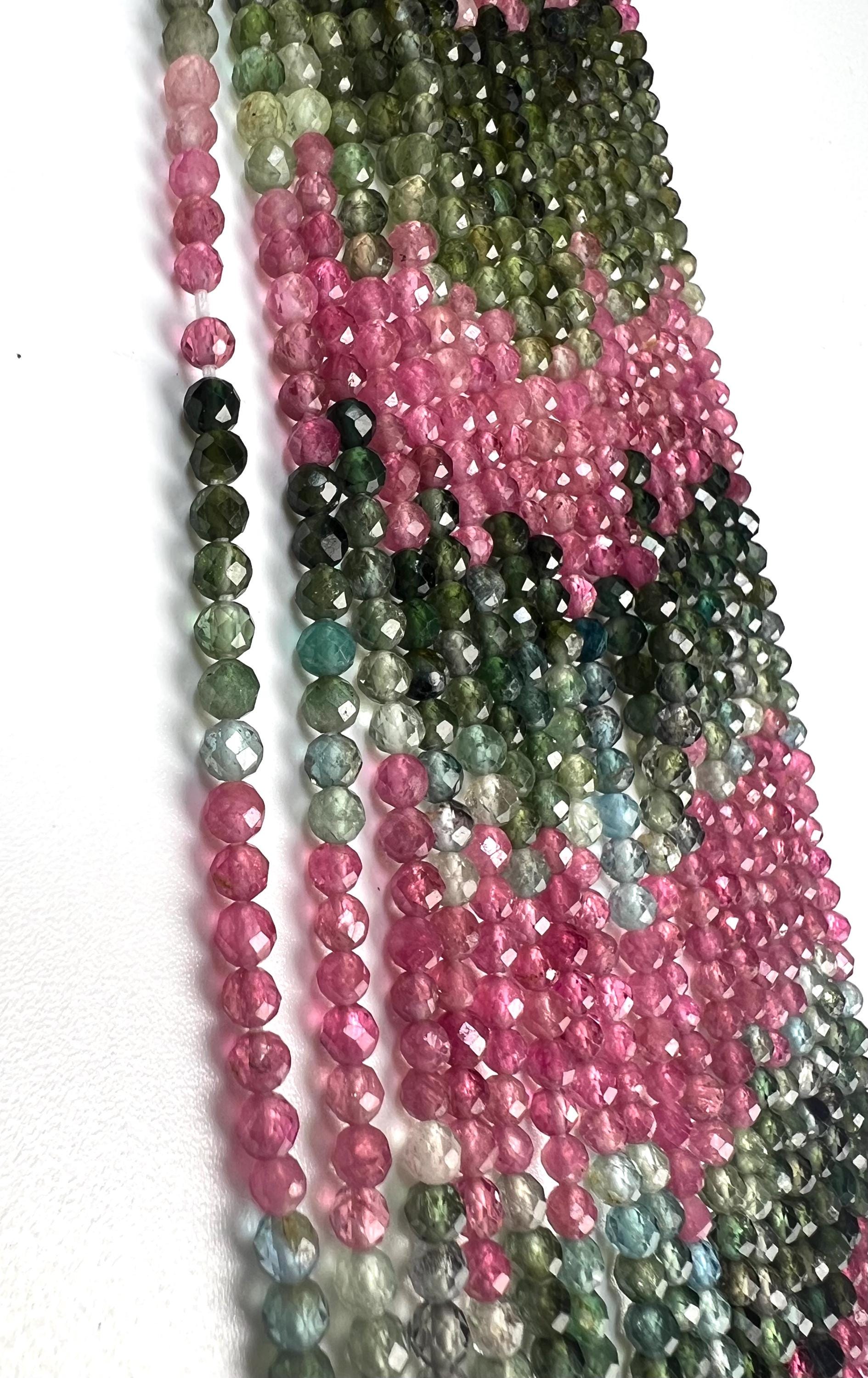 Natural multi Tourmaline watermelon 3mm faceted bead round for Jewely making 12” full strand AAA quality beads