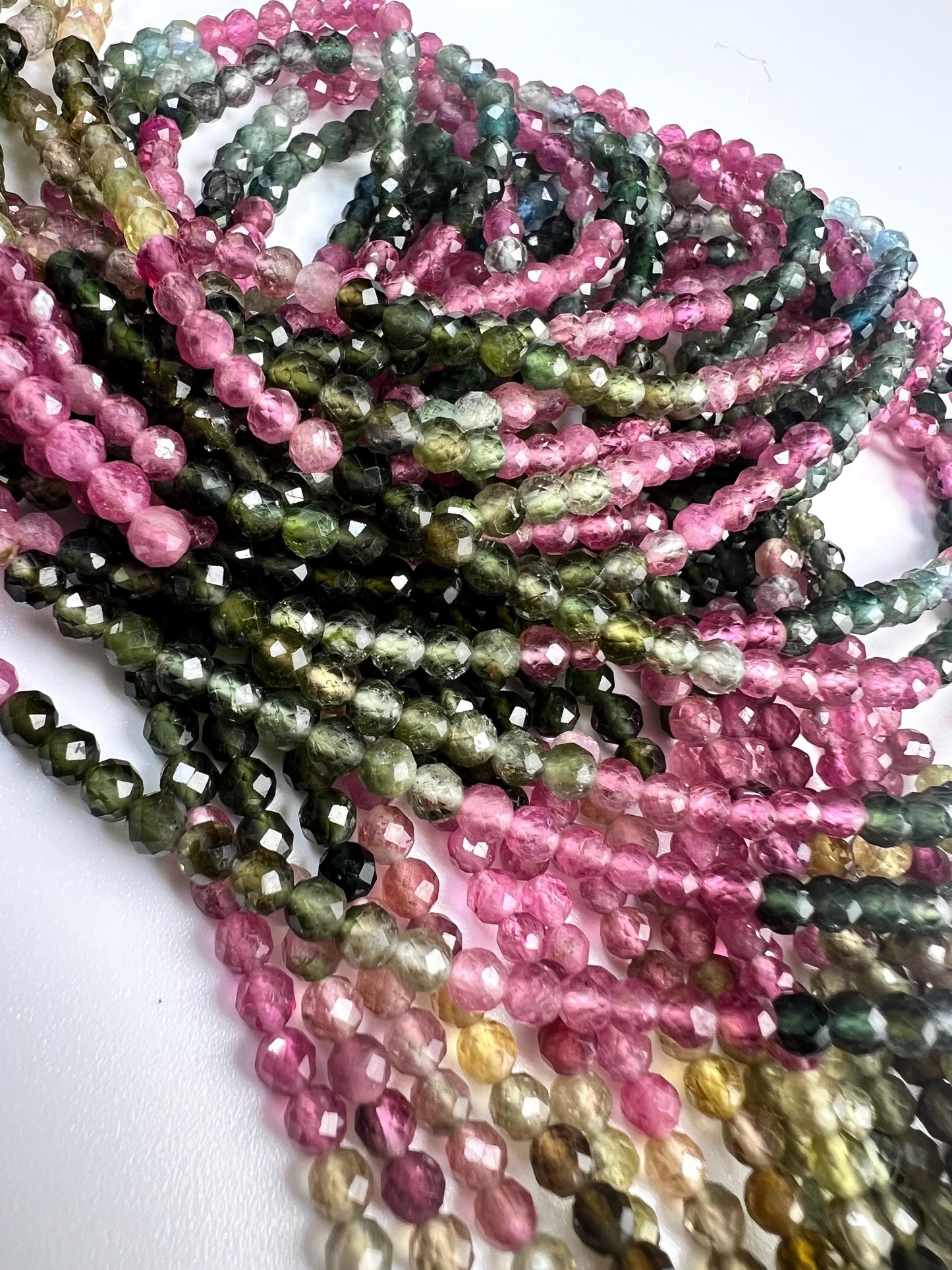 Natural multi Tourmaline watermelon 3mm faceted bead round for Jewely making 12” full strand AAA quality beads