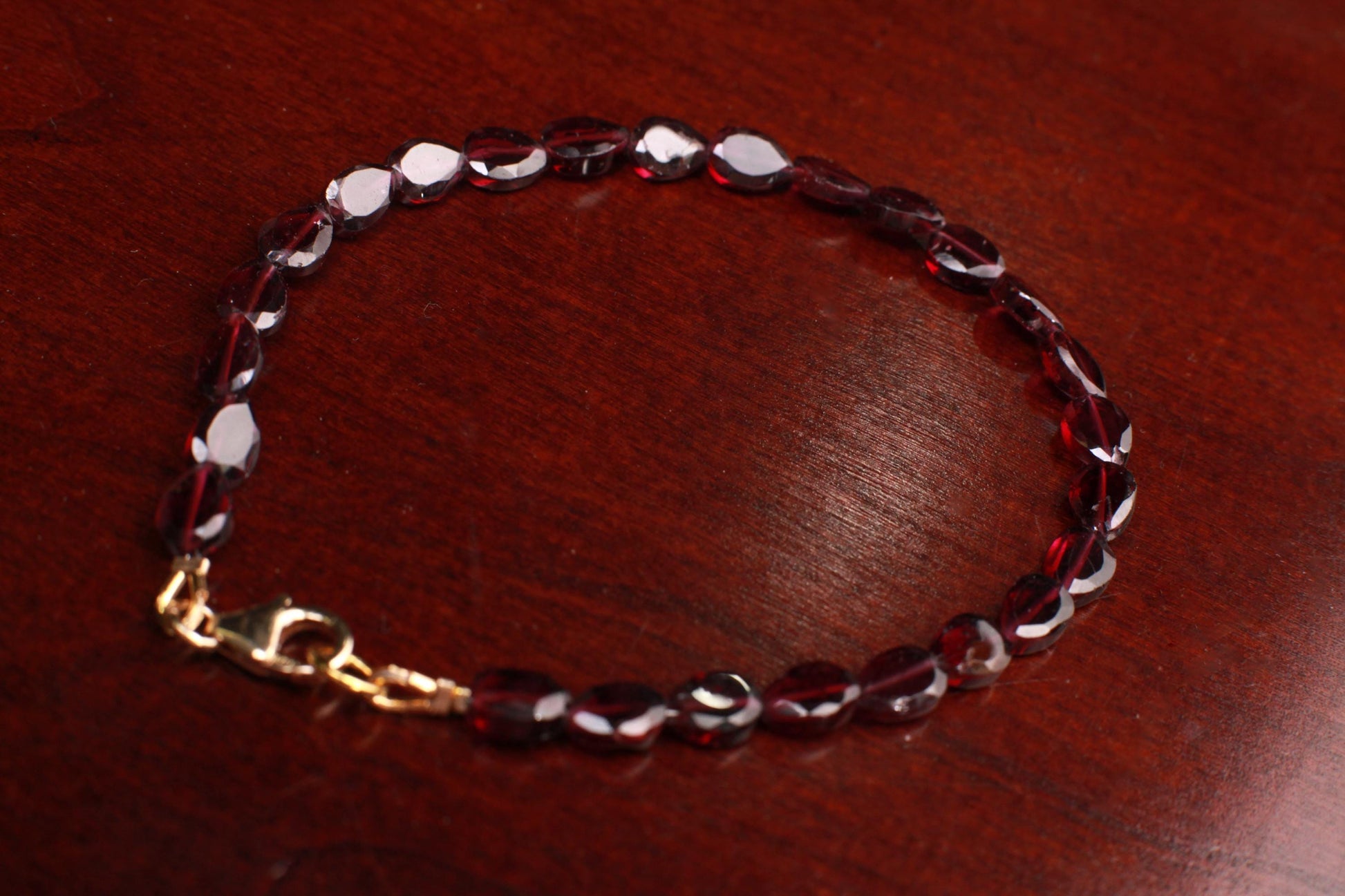 Mozambique Garnet Faceted long oval 4.5x6-6.6mm beaded Bracelet in 14k Gold Filled, or 925 Sterling Silver lobster Clasp and findings,